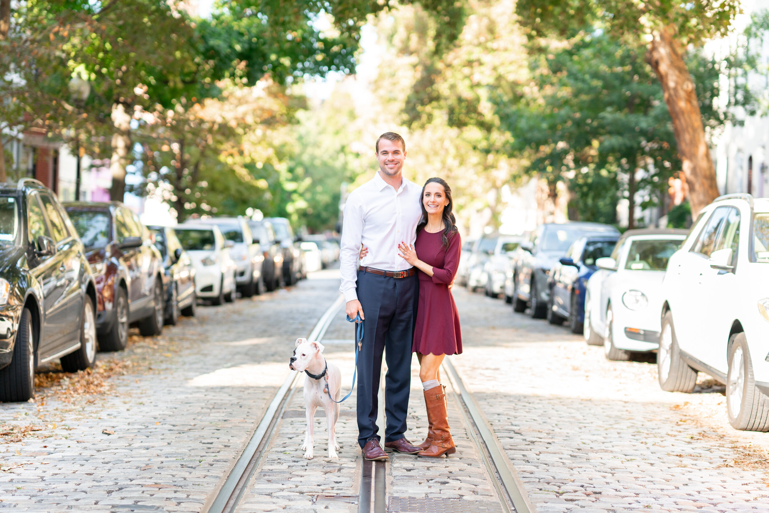 O Street engagement photos in the fall in Georgetown DC