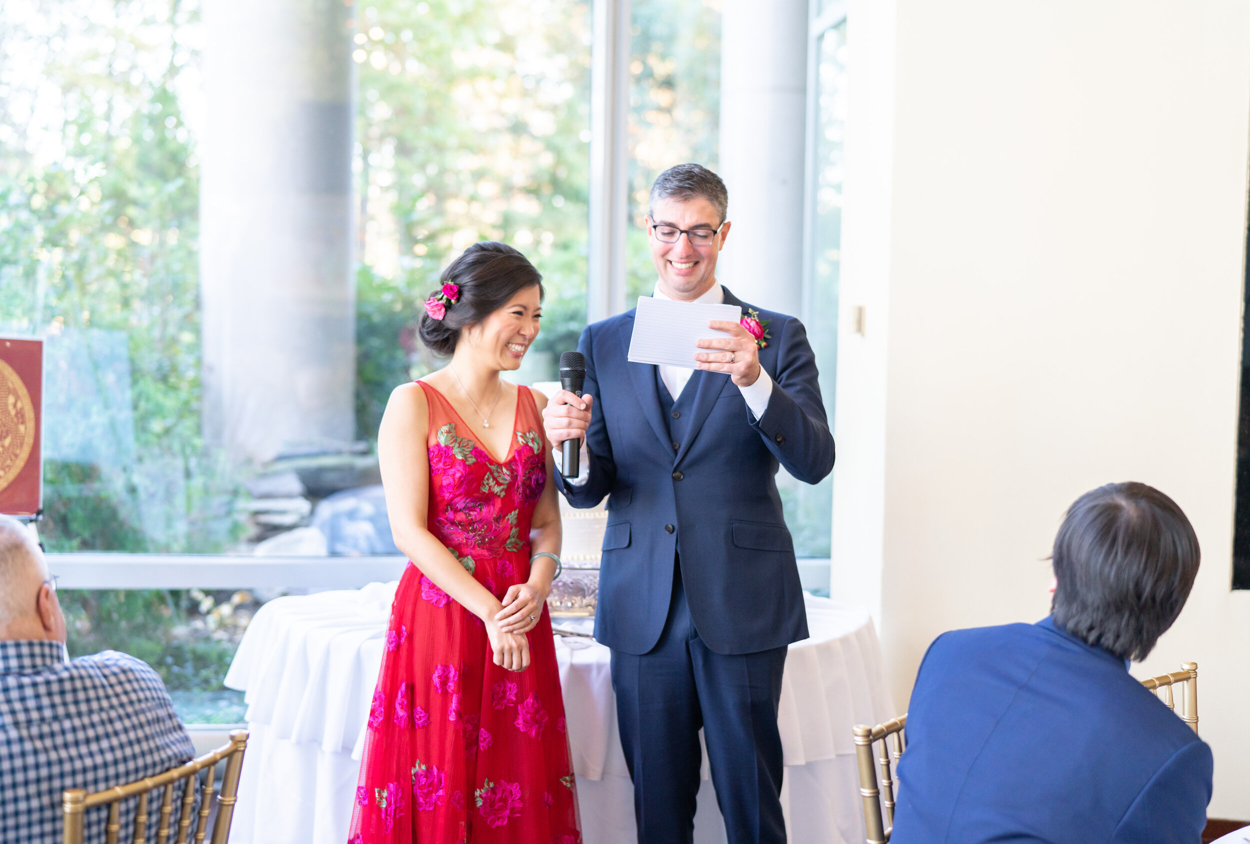 Groom giving toasts in wedding reception in 2941 dining room 