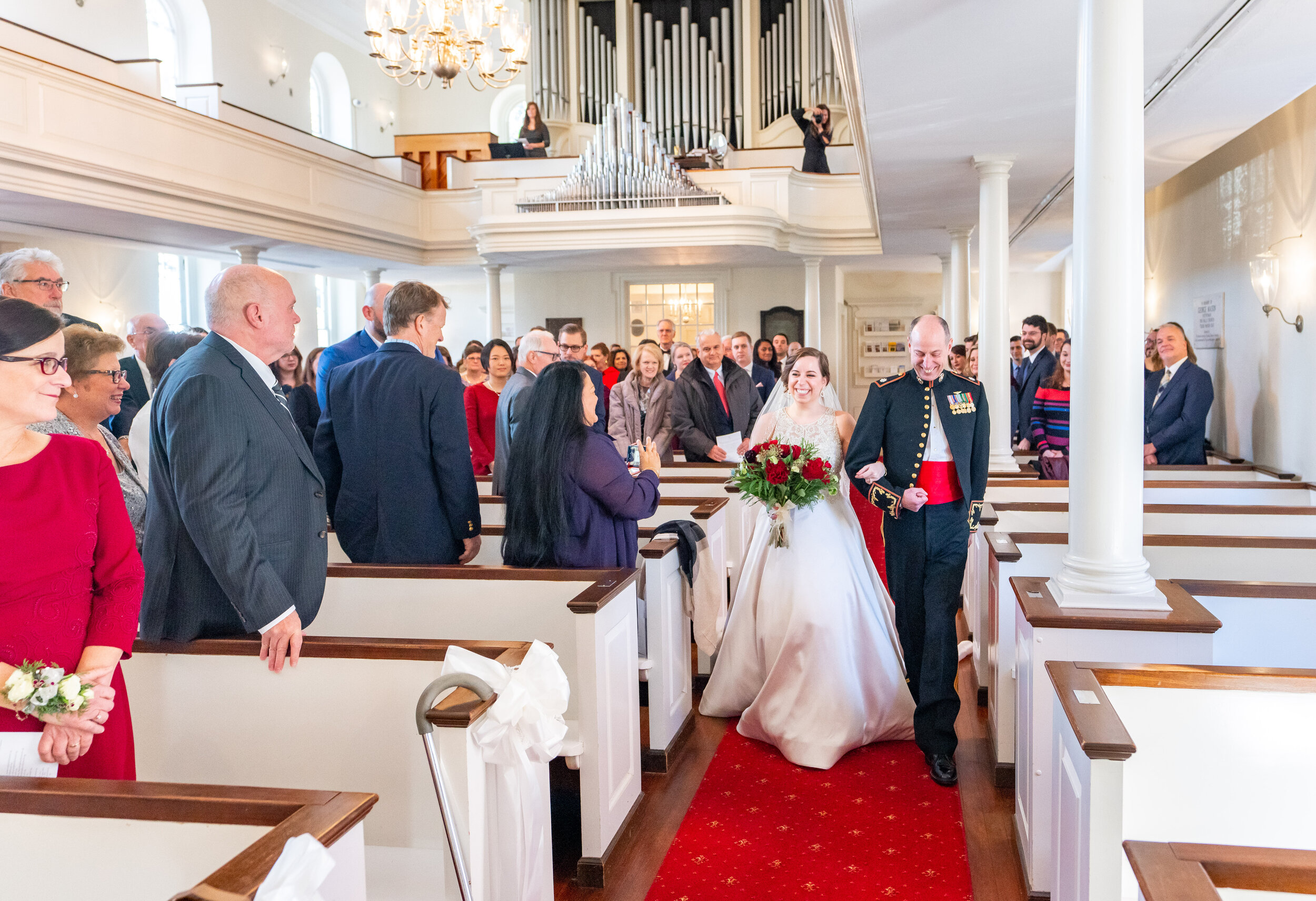 Father walking bride down the aisle at falls church episcopal wedding