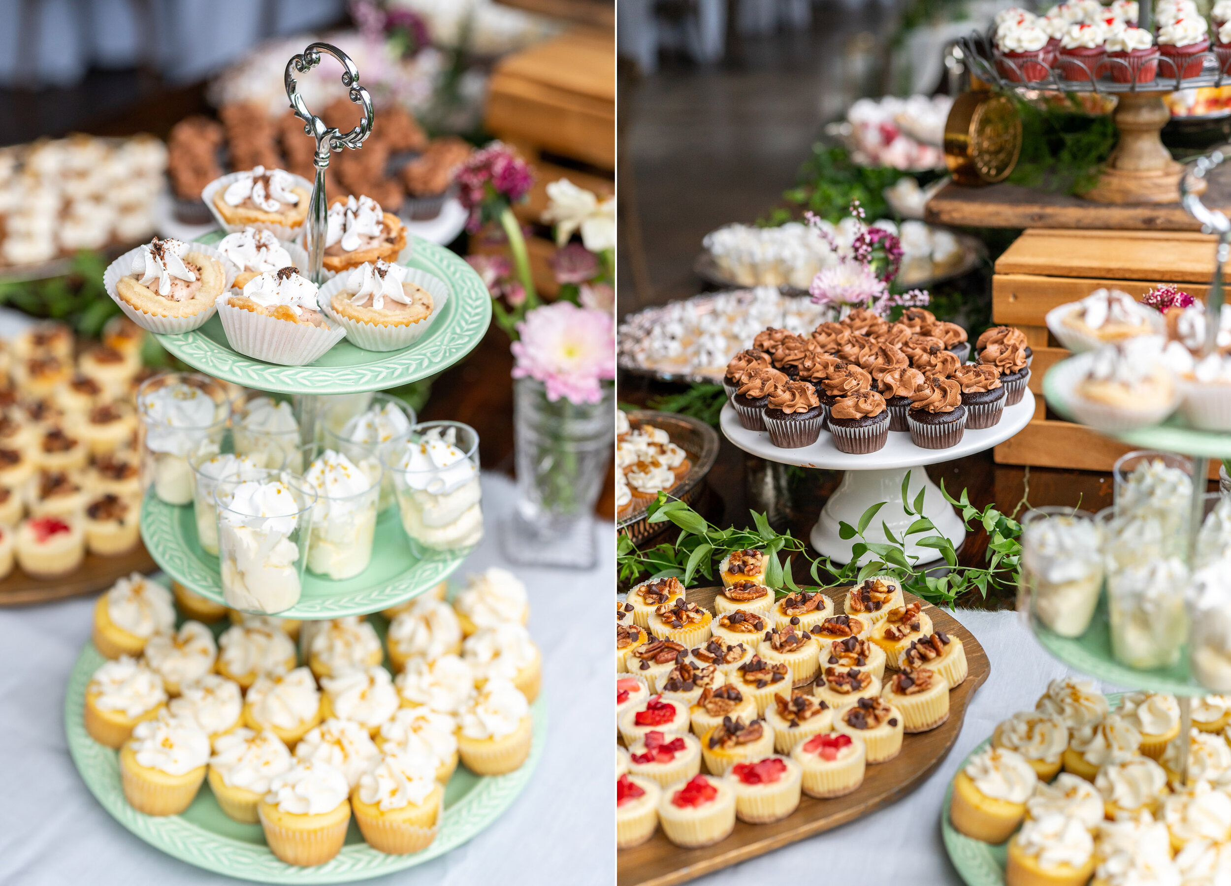Gorgeous mini dessert table of luxurious spread at Glen Ellen Farm