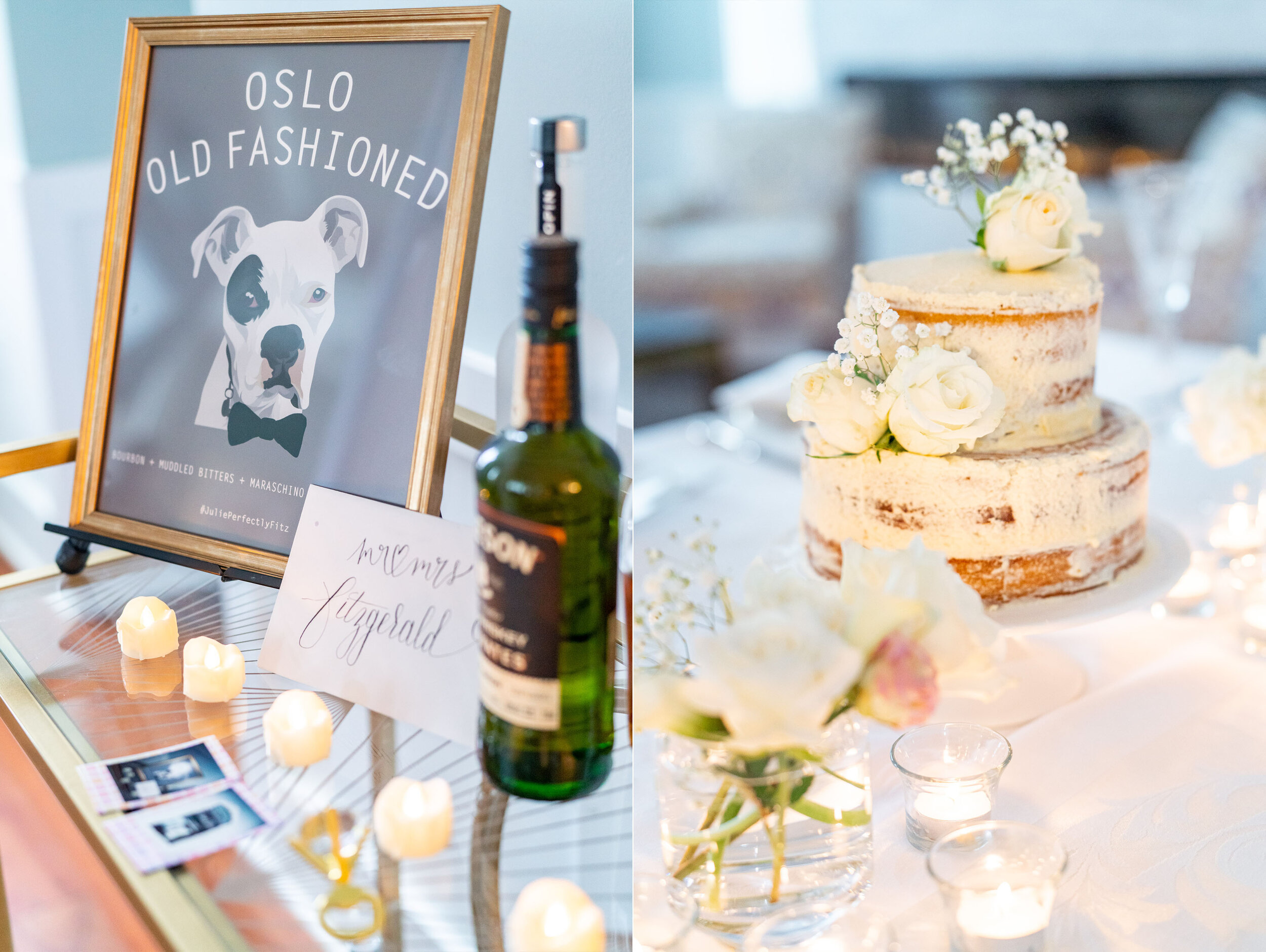 Micro wedding tablescape details and wedding cake