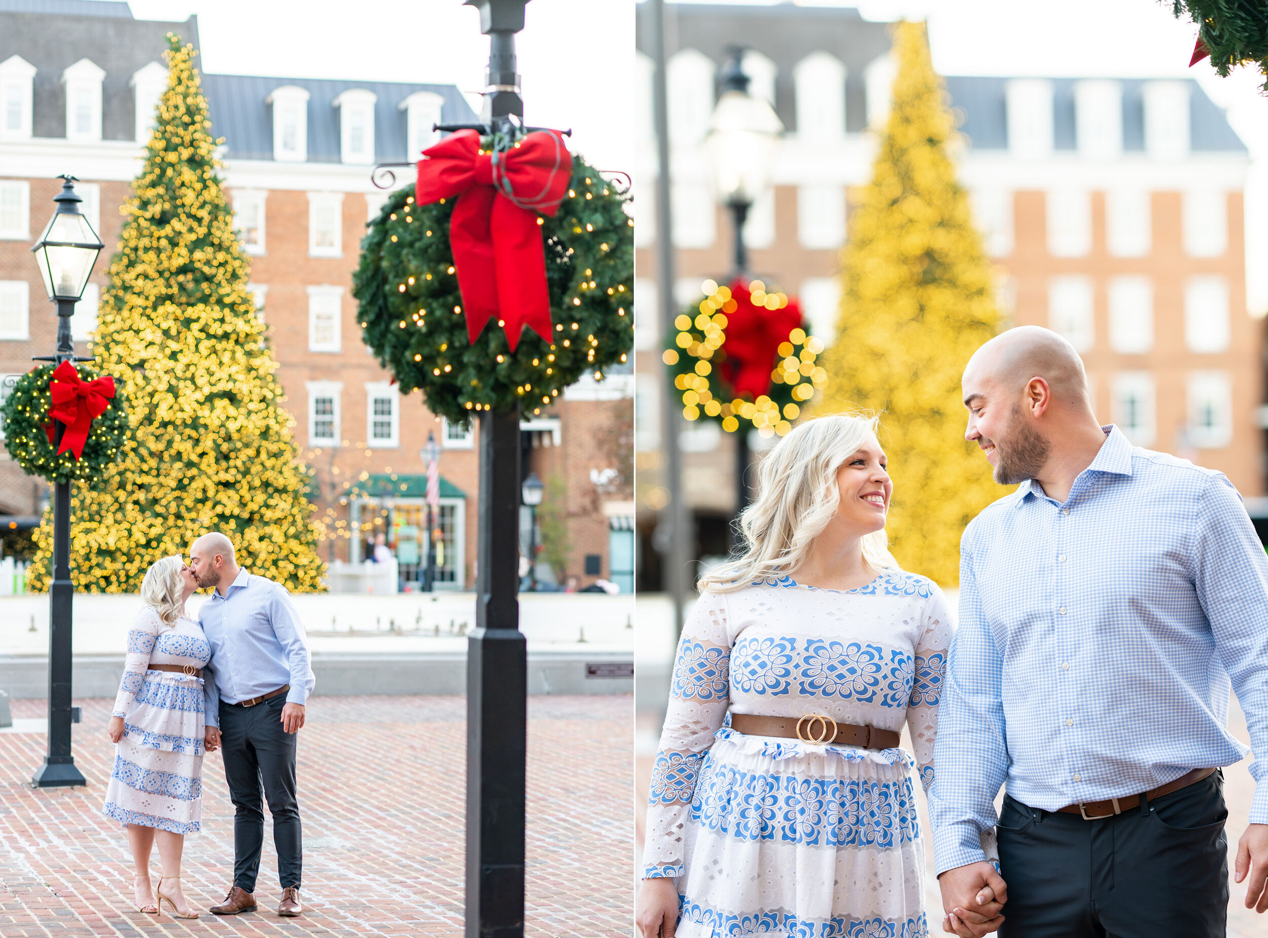 Christmas engagement session at Market Square in Old Town Alexandria