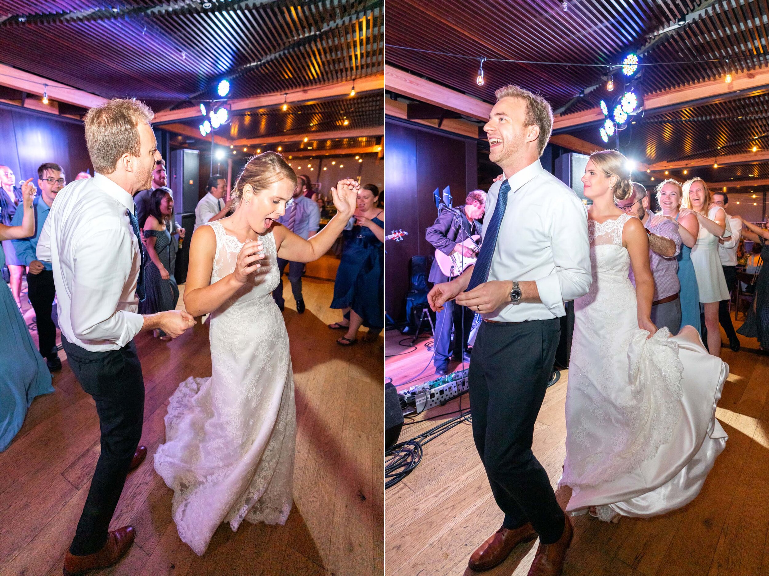 Colorful dance floor photos with fun wedding photographer