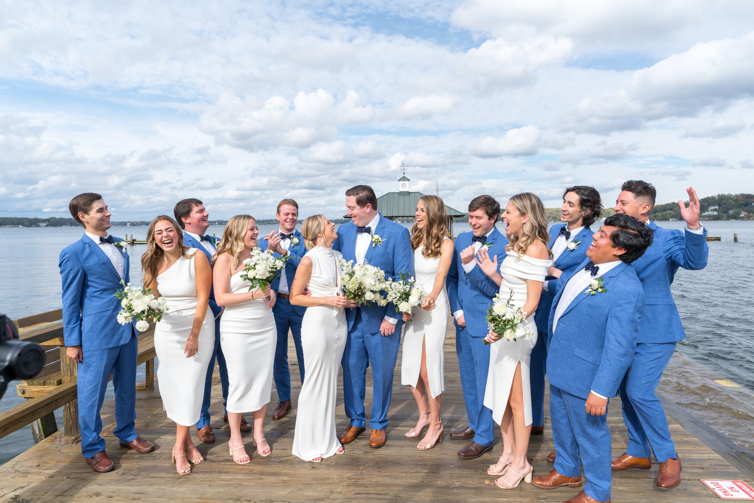Fun wedding photography with bride, groom and wedding party