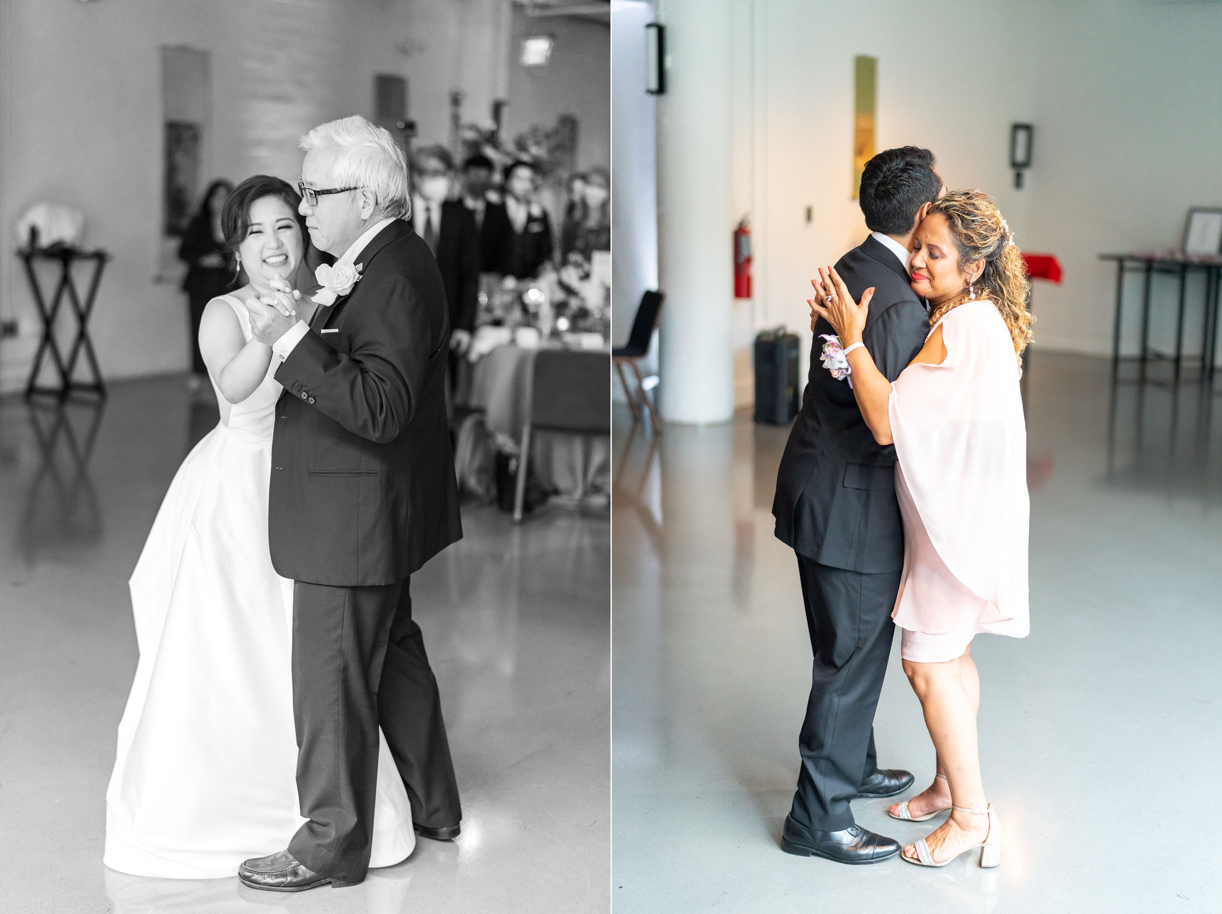 Father daughter dance and mother son dance at wedding at Eaton hotel