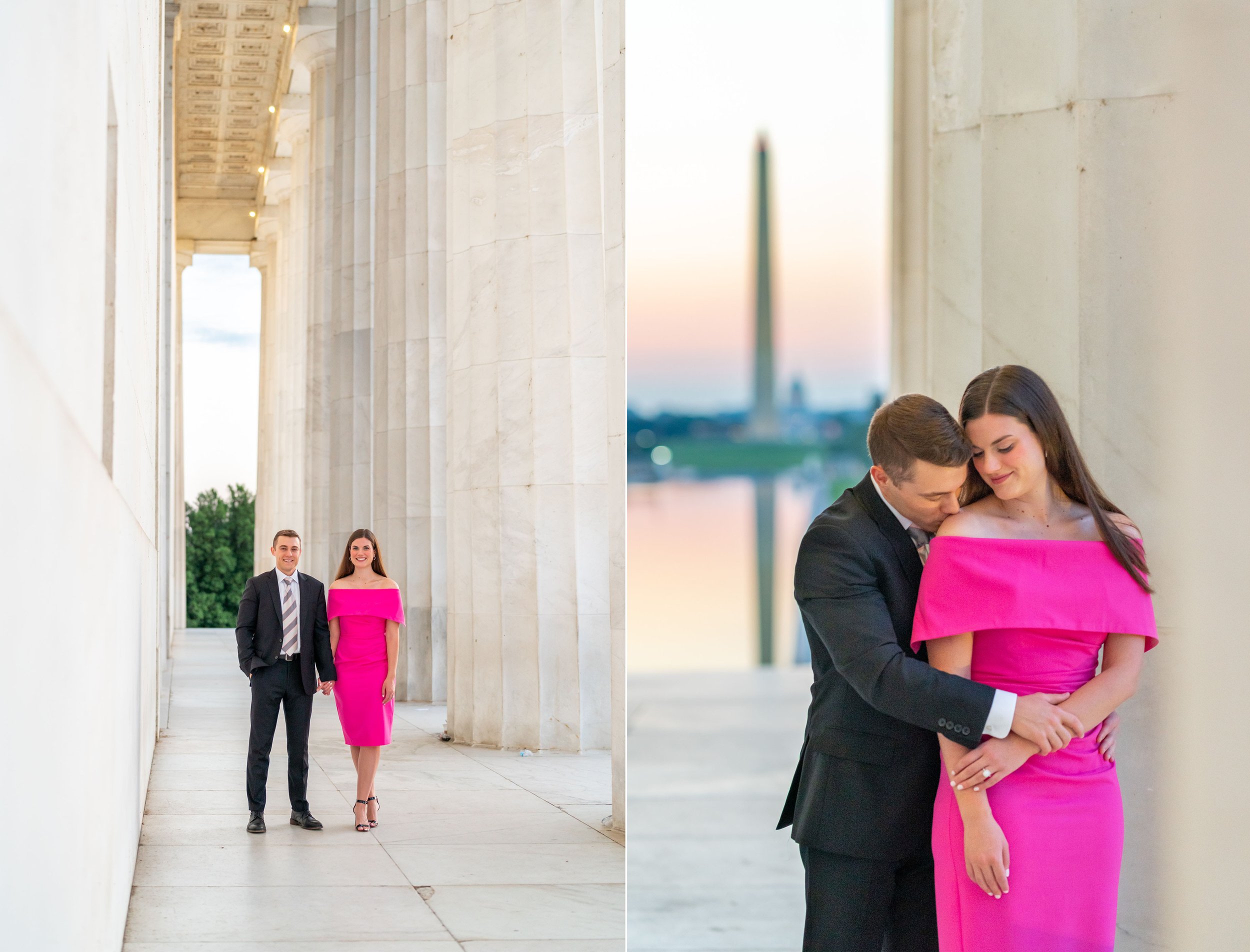 sunrise and sunset portraits at the Lincoln memorial looking at the national monument in DC