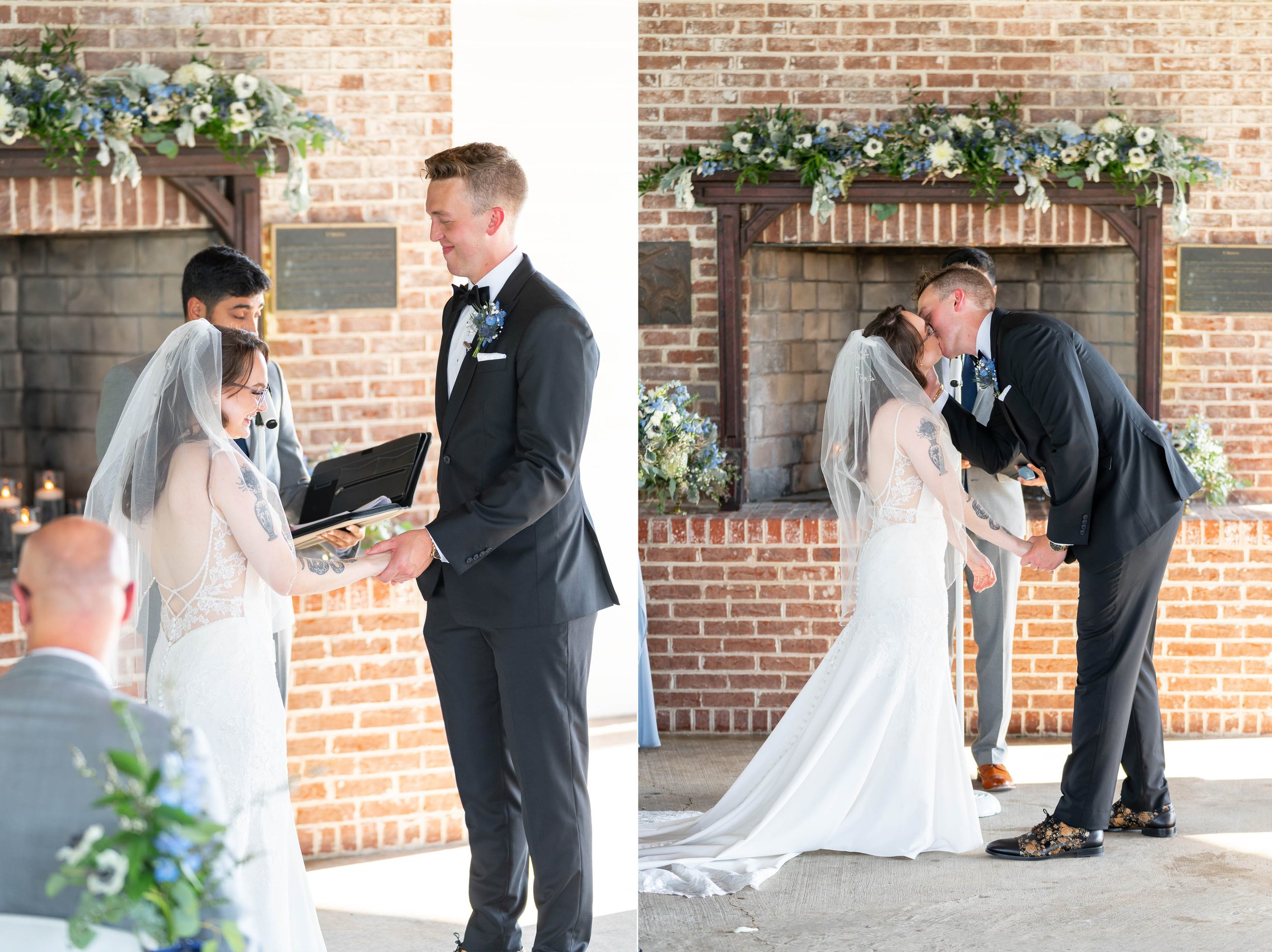 Bride and groom kiss wedding ceremony in Annapolis md