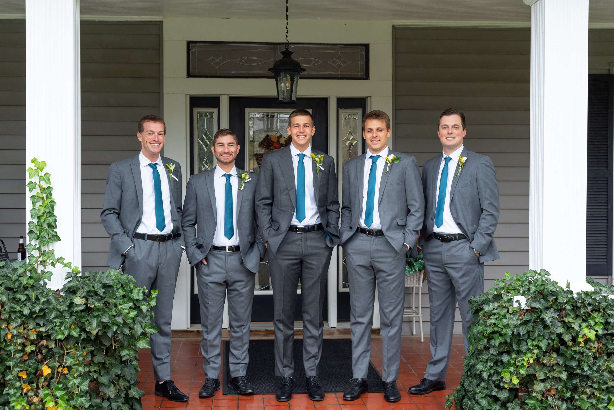 Groom and groomsmen formal photos at Airbnb in Luray Virginia wedding