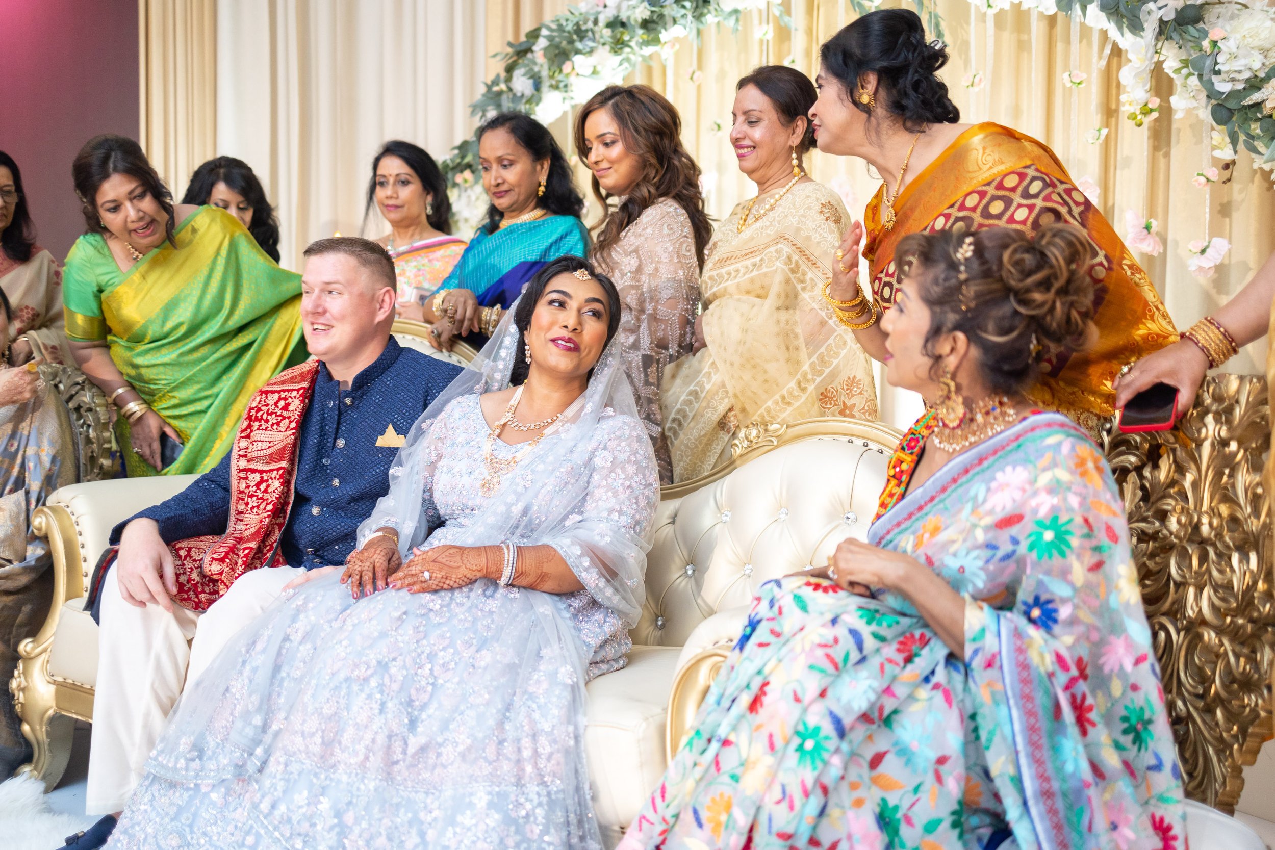 bride and groom and family at Hyatt regency Dulles