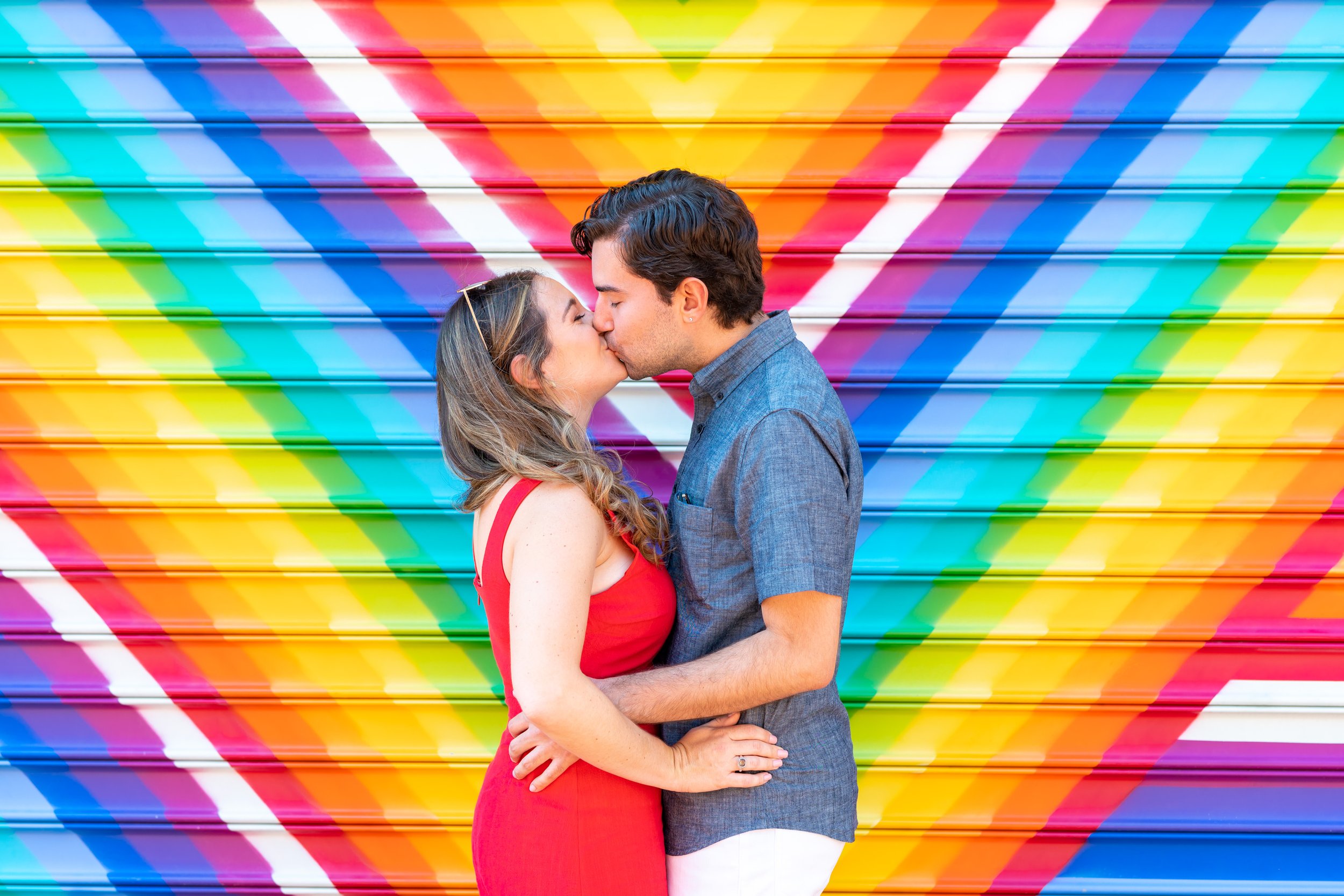 Colorful fun engagement session at DC's Blagden Alley