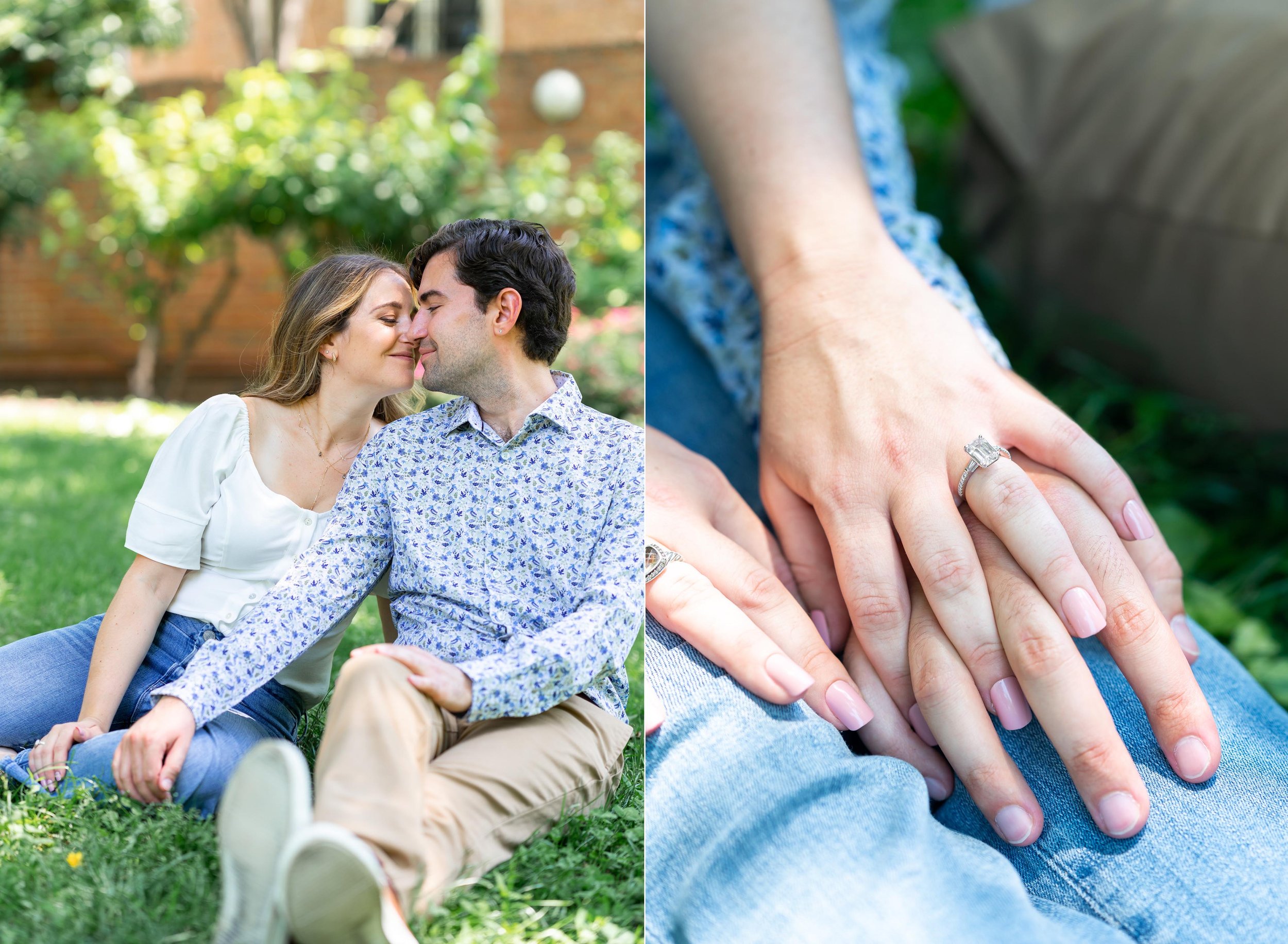 couple sitting at DC Mitchell Park near Spanish Steps engagement session