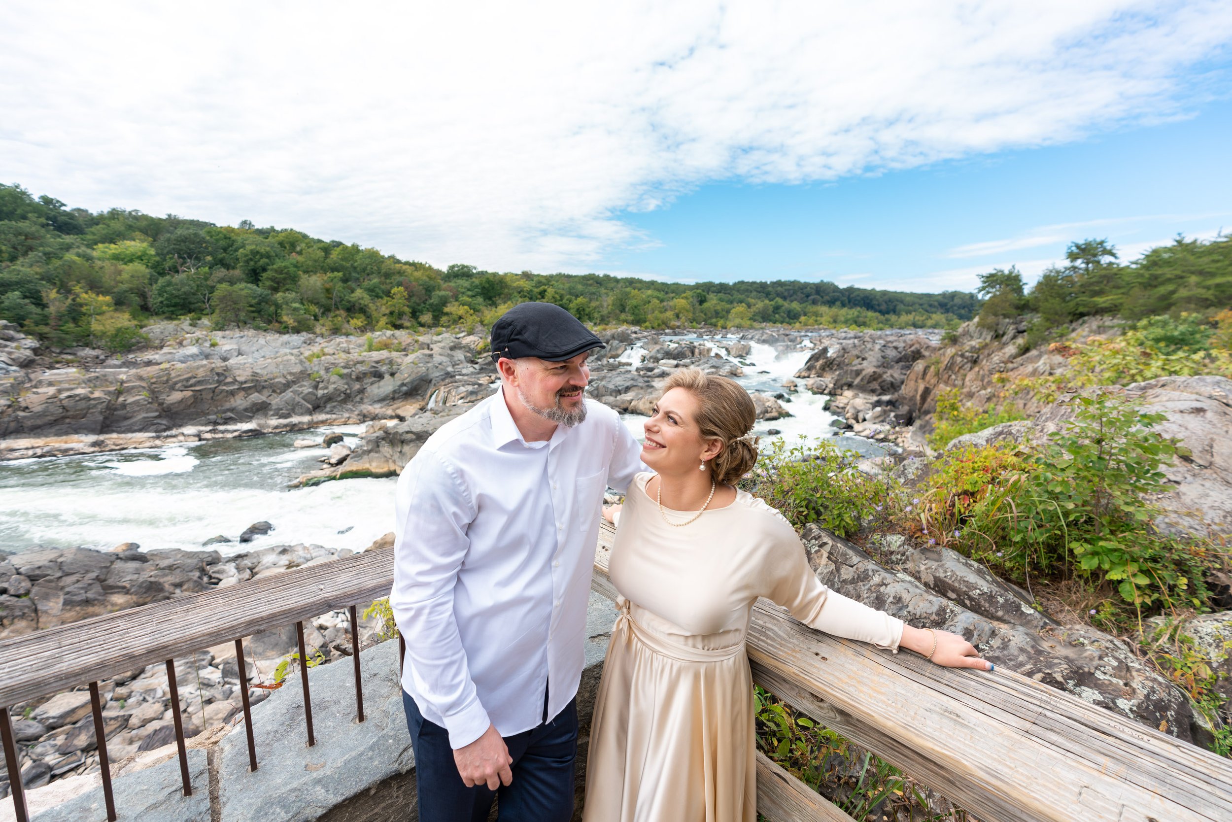 Bride and groom photos at Great Falls on the Potomac