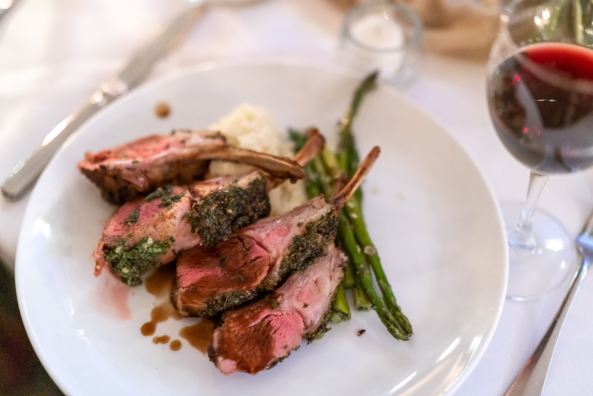 Lamb or steak dinner option at Old Angler's Inn wedding catering