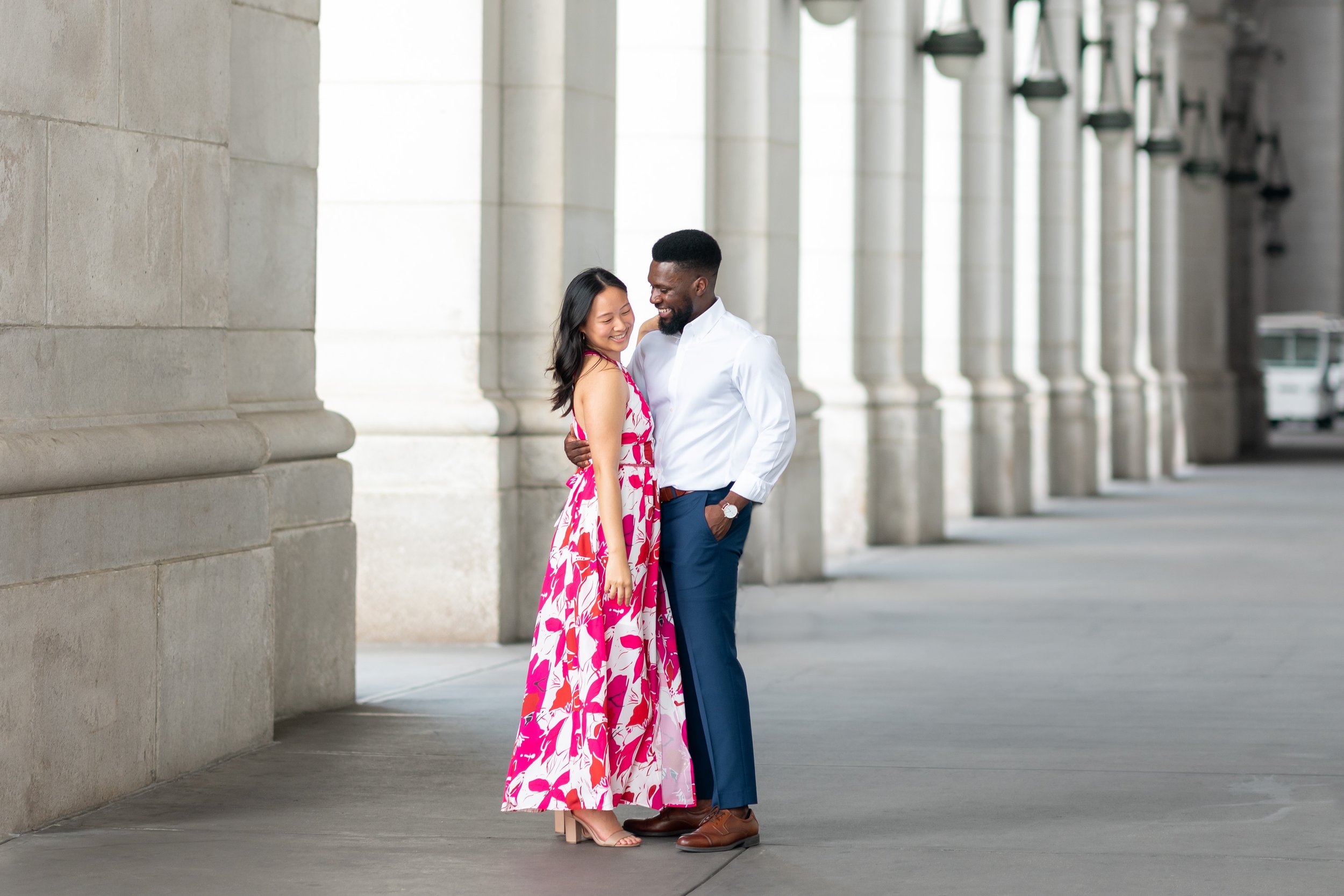 Bride and groom engagement session at Union Station