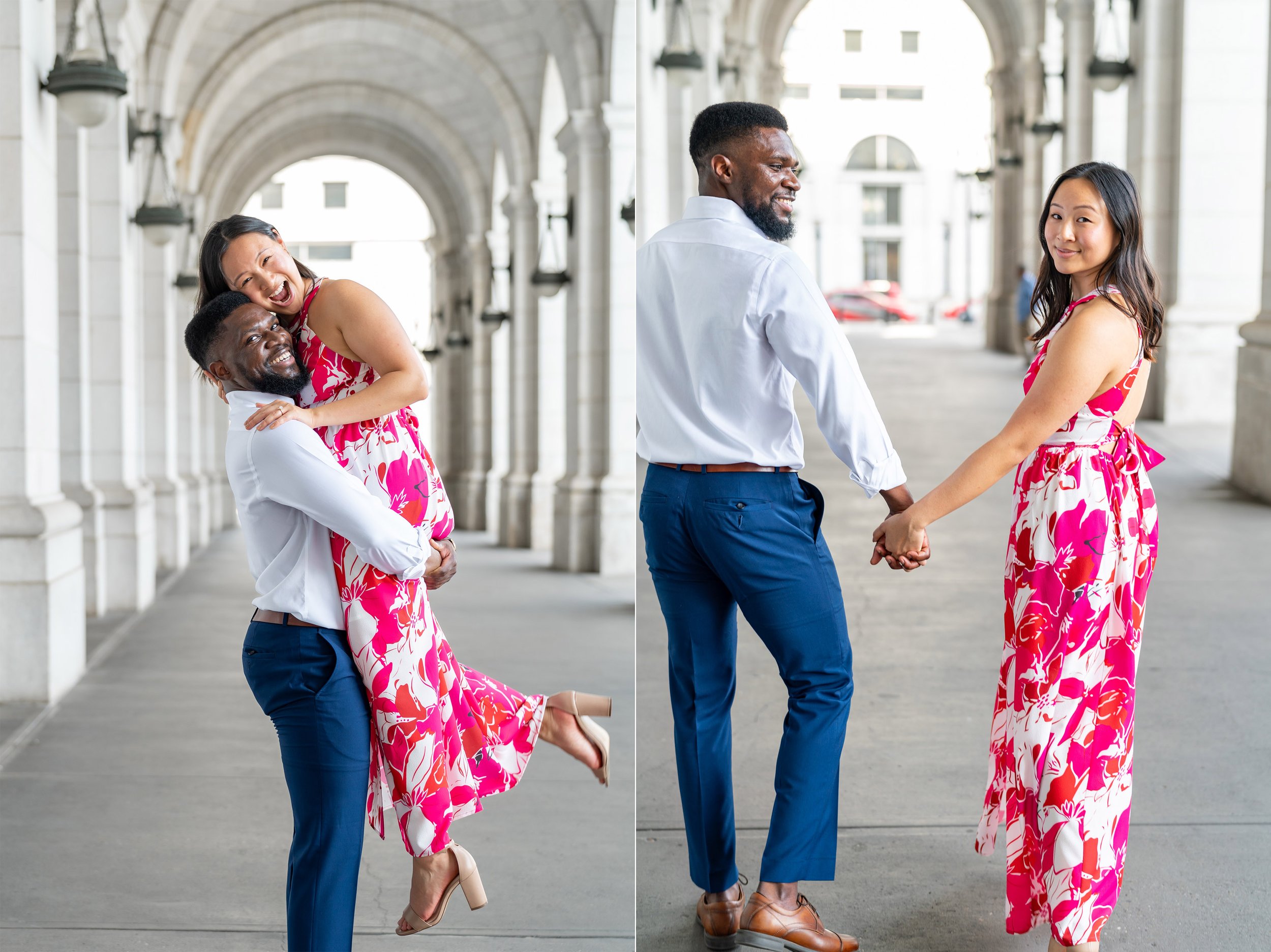 Couple summer engagement session at DC's union station