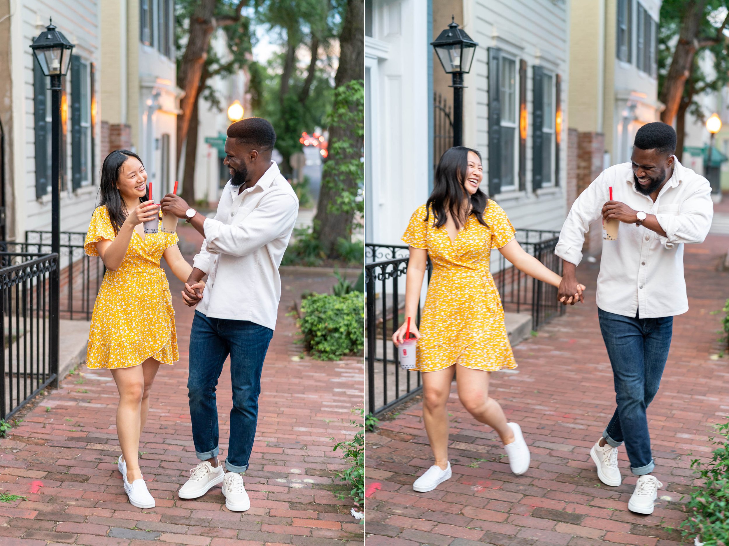 Georgetown DC summer engagement session at golden hour