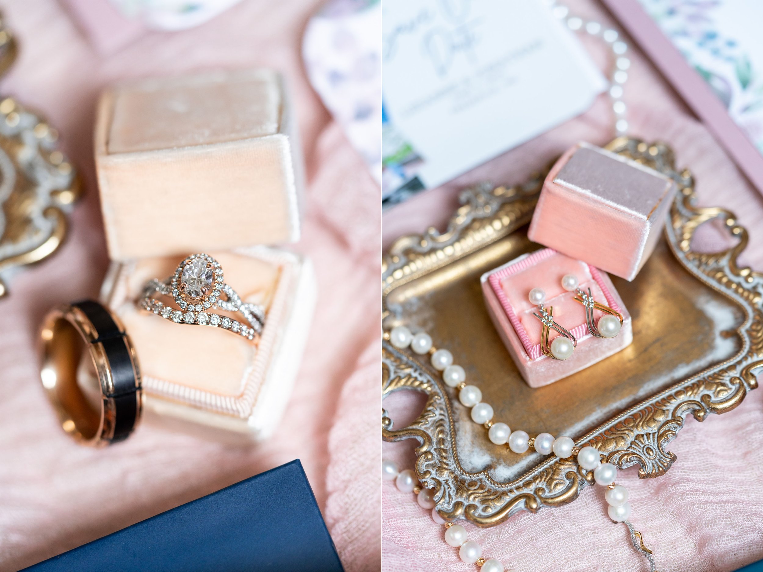 Pink vintage details with Mrs Box and gold tray