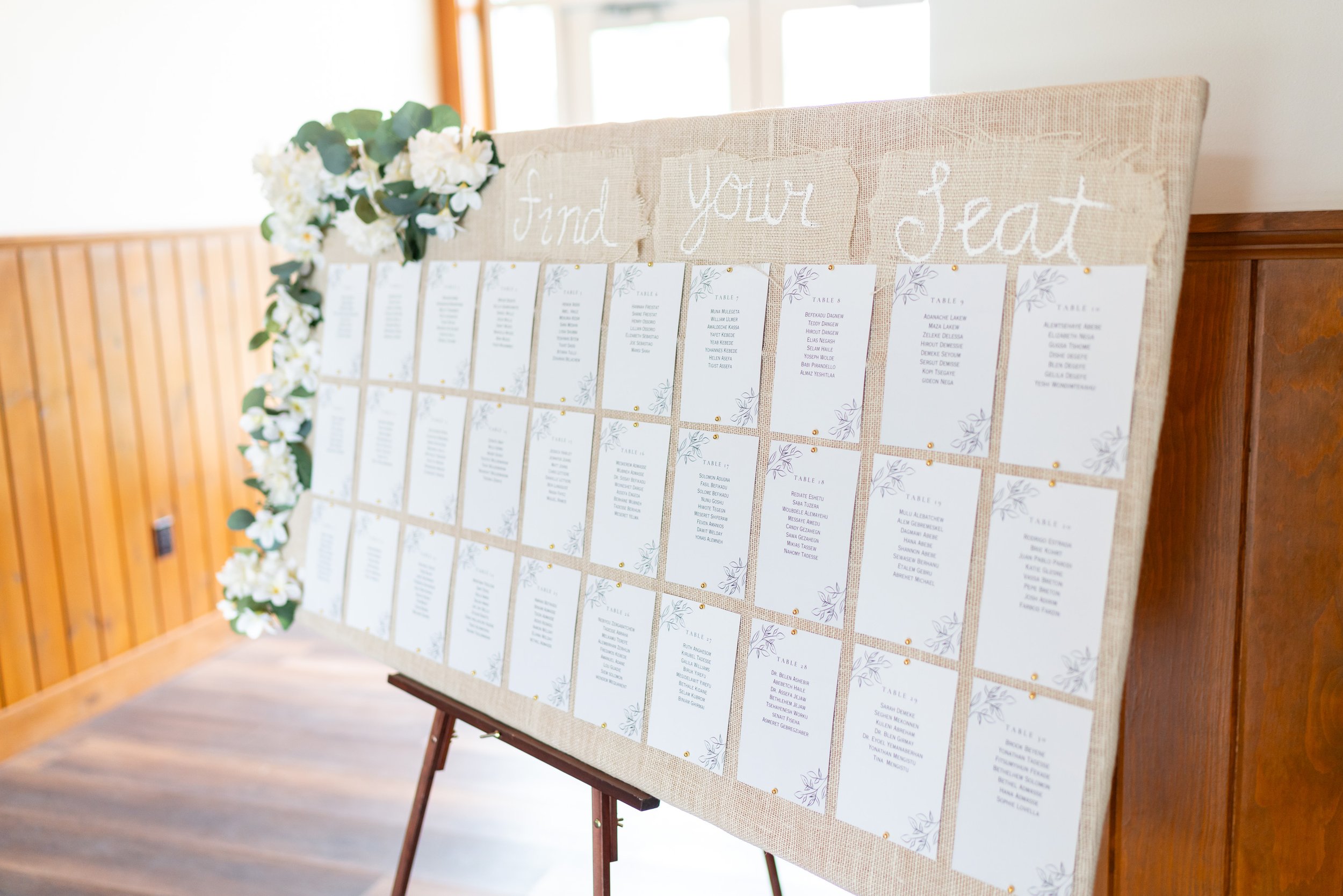 table seating chart idea at fun colorful wedding