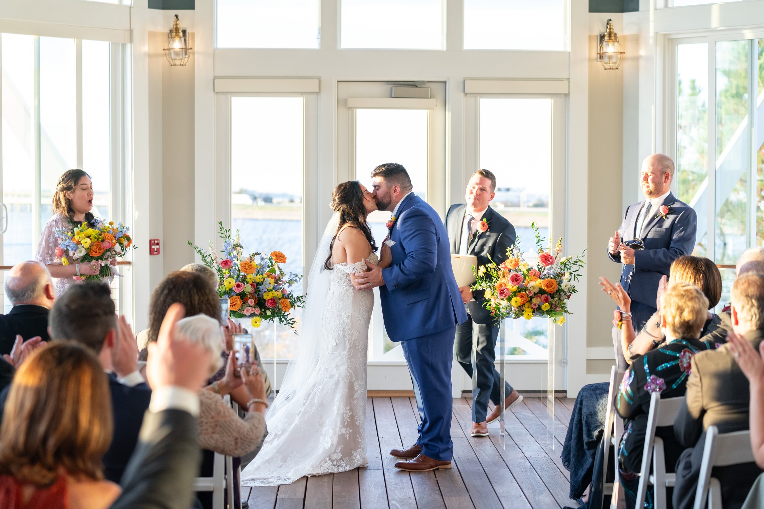 wedding ceremony photos in the fall at Chesapeake Bay Beach Club