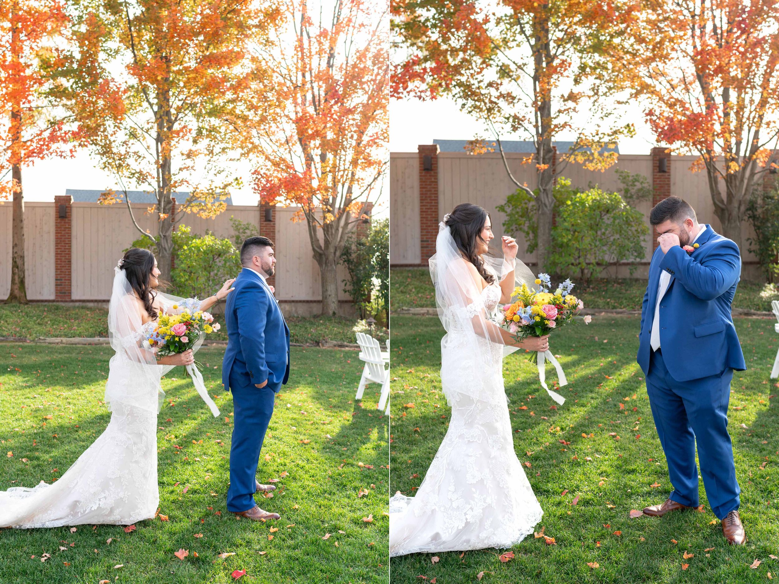 First look at fall wedding photos on the lawn at Chesapeake Bay Beach Club