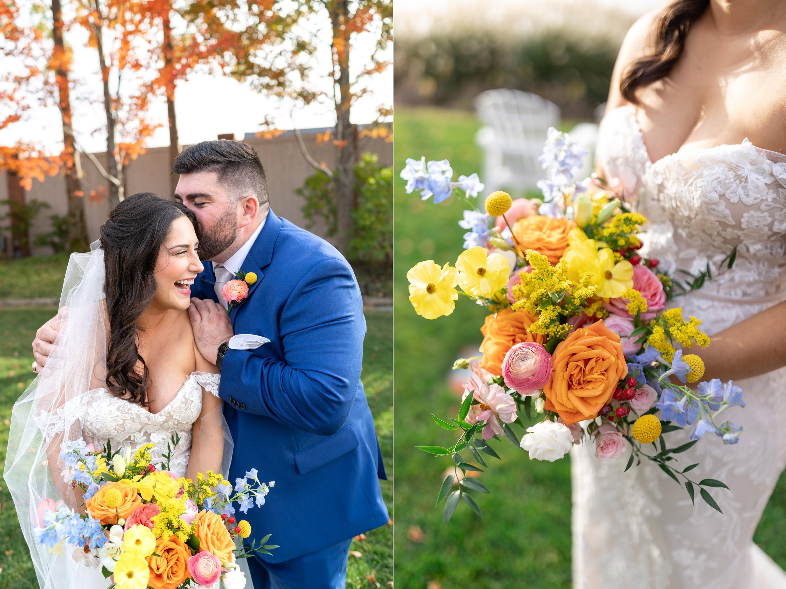 Colorful florals Poppy and Co wedding flowers