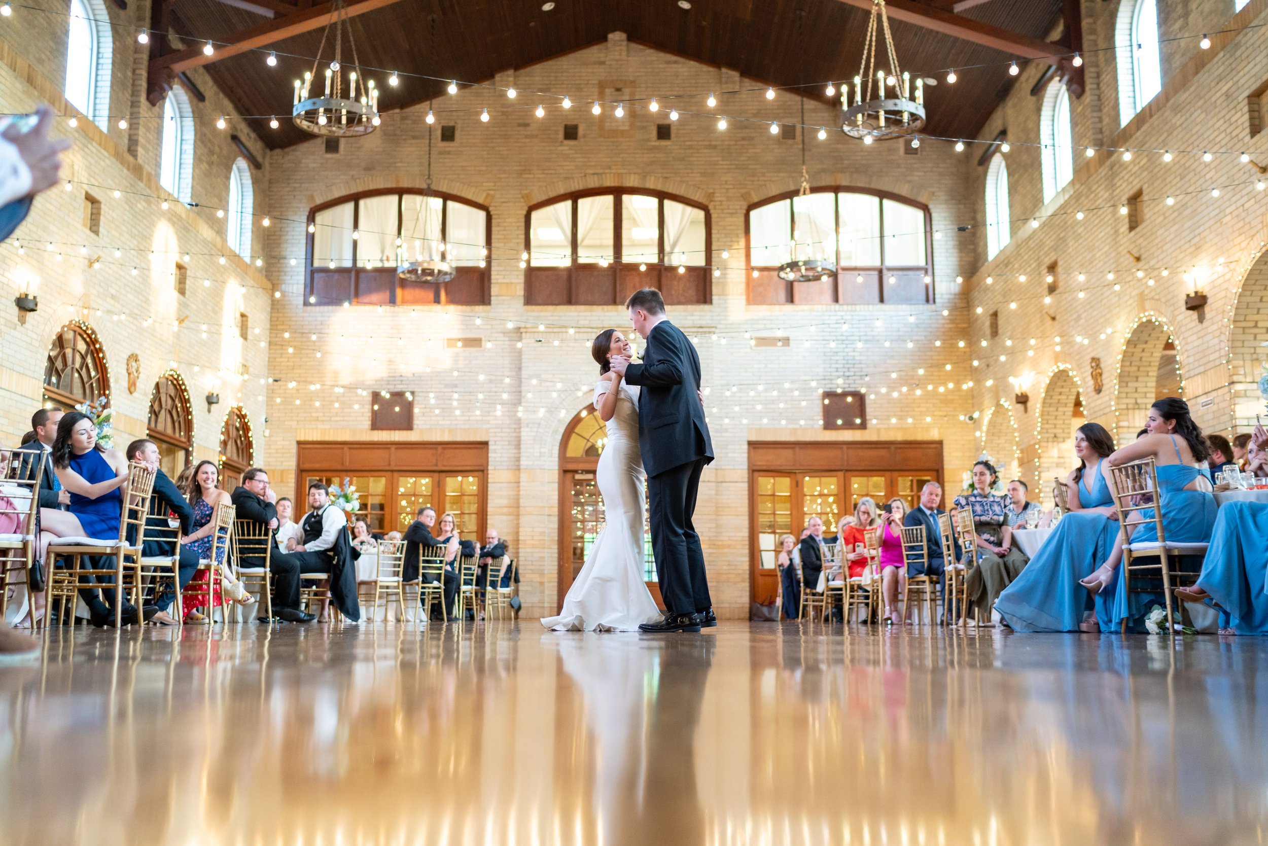 First dance with twinkle lights at St Francis Hall in DC