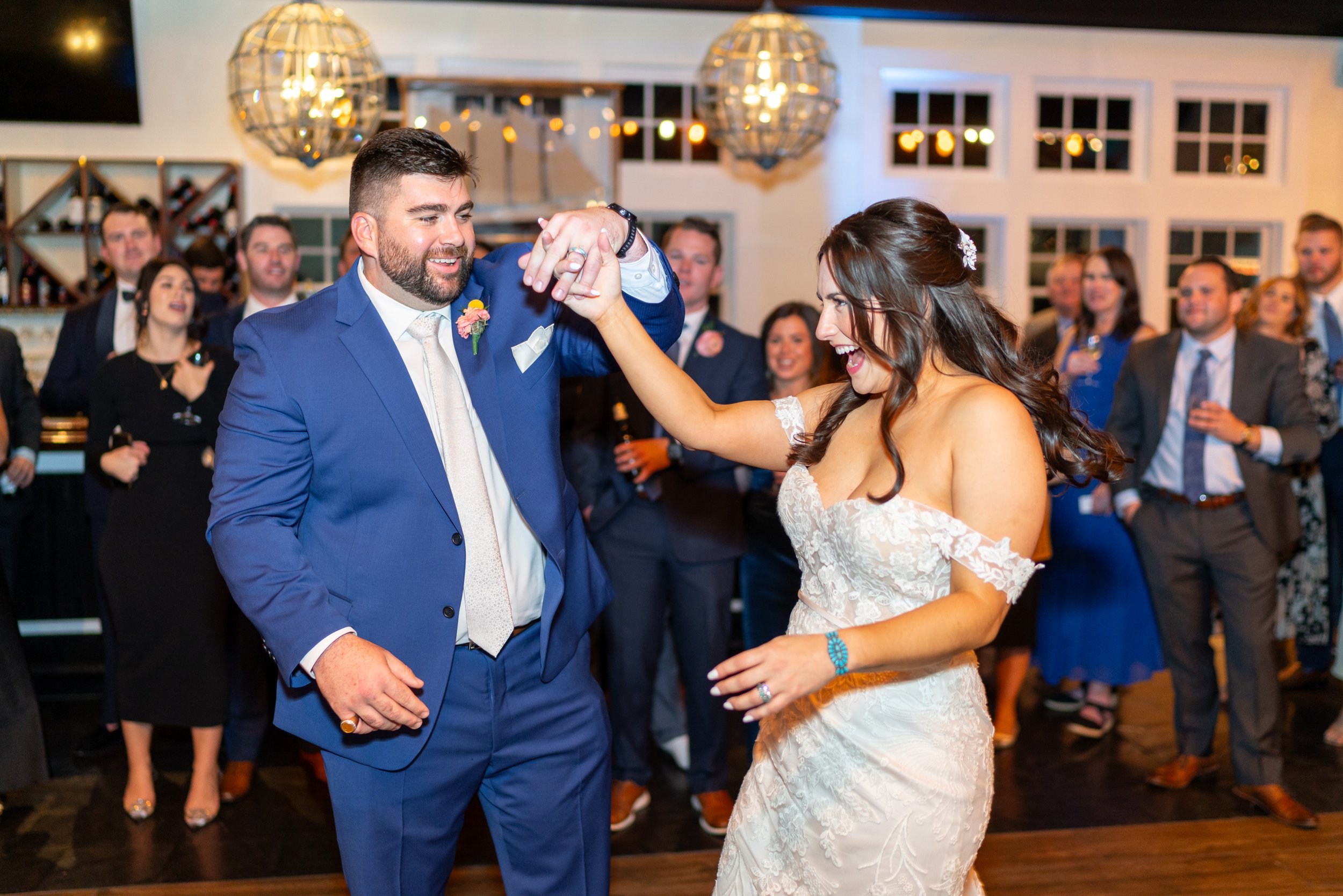 Bride and groom first dance at Chesapeake bay beach club in maryland