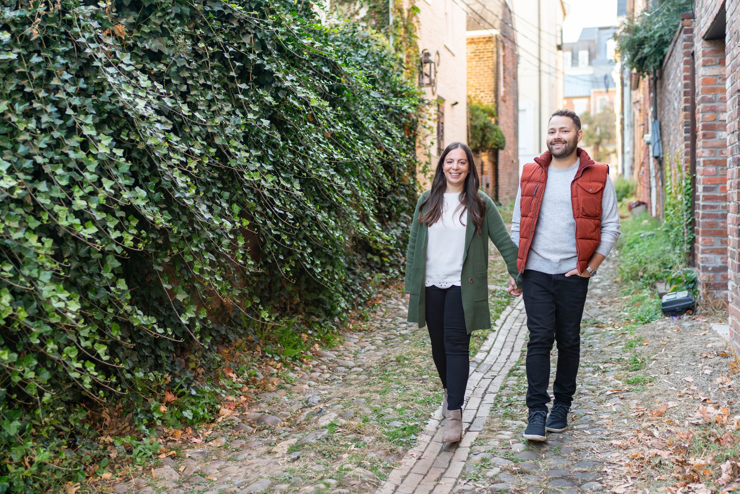 Swifts Alley Old Town Alexandria Fall Engagement Photo Session