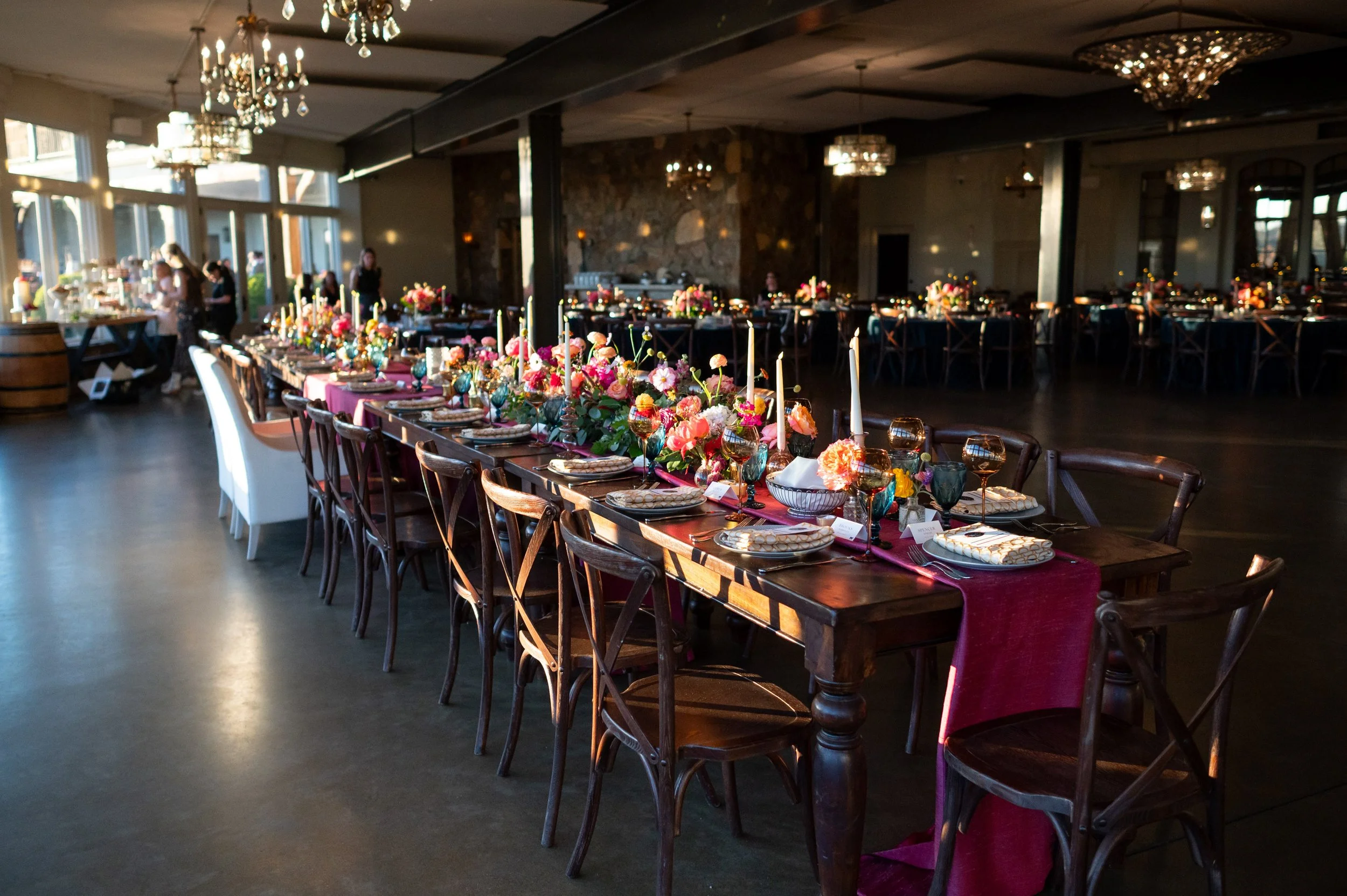 moody colorful wedding reception ideas for jewel tones in fall