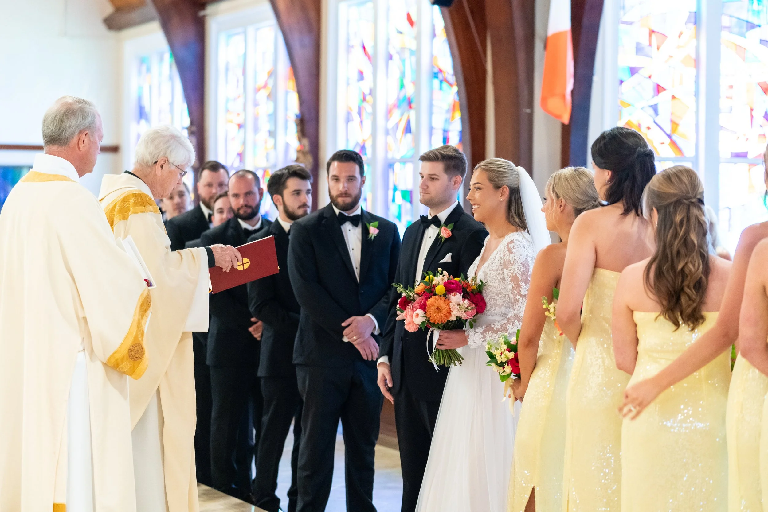 bride and groom at St. Patricks Catholic Church wedding in Rockville md