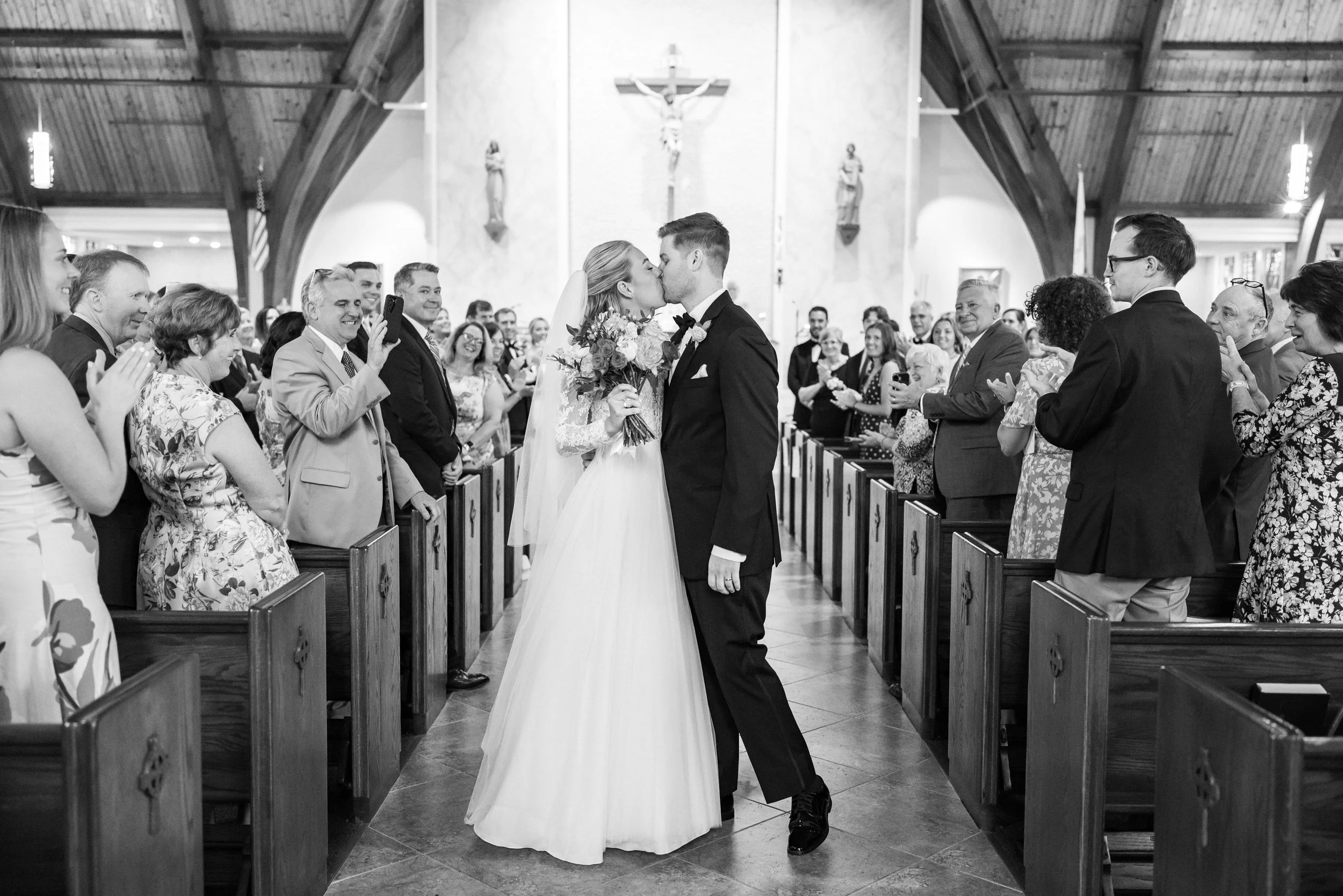 bride and groom at St. Patricks Catholic Church wedding in Rockville md