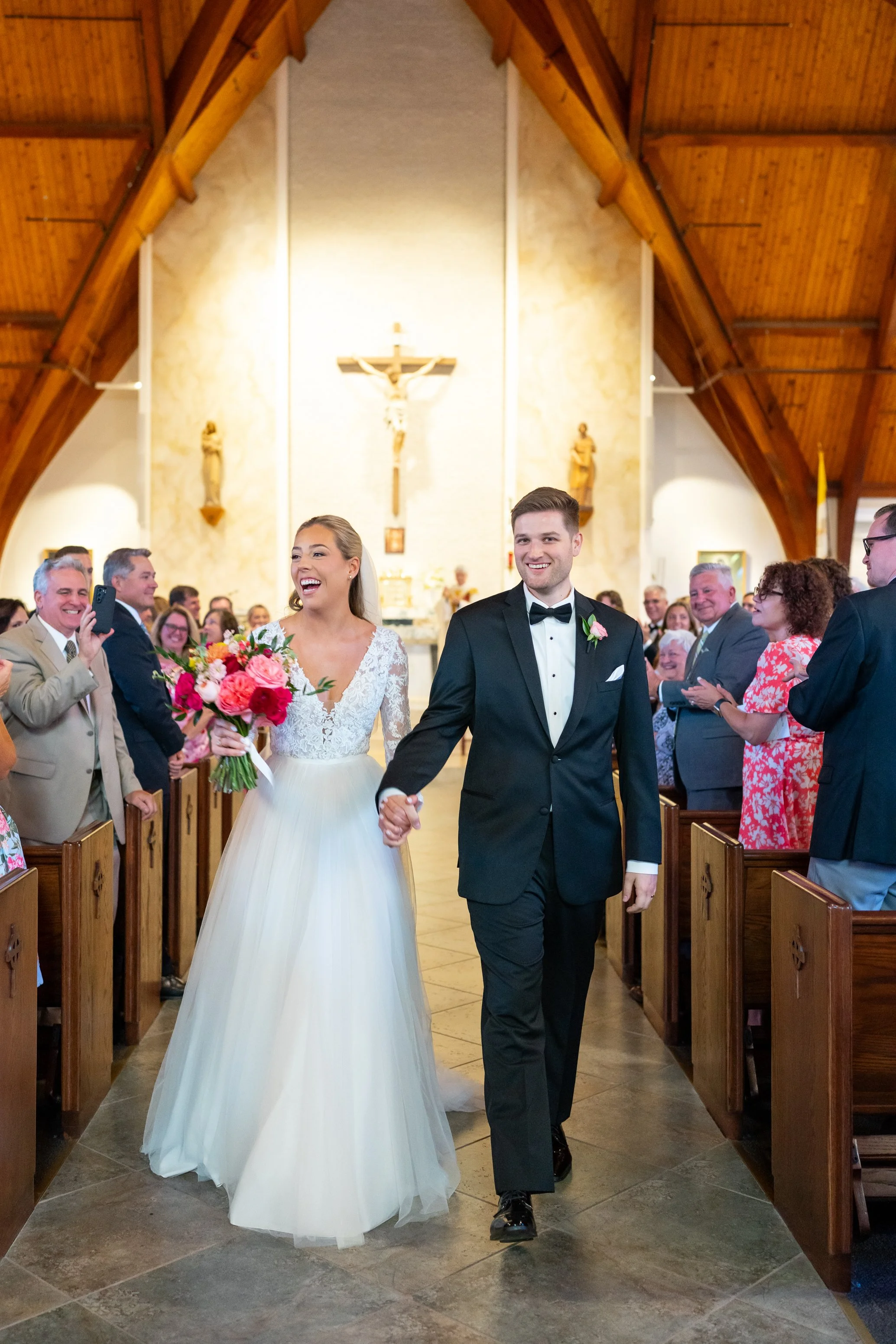 bride and groom at St. Patricks Catholic Church wedding in Rockville md