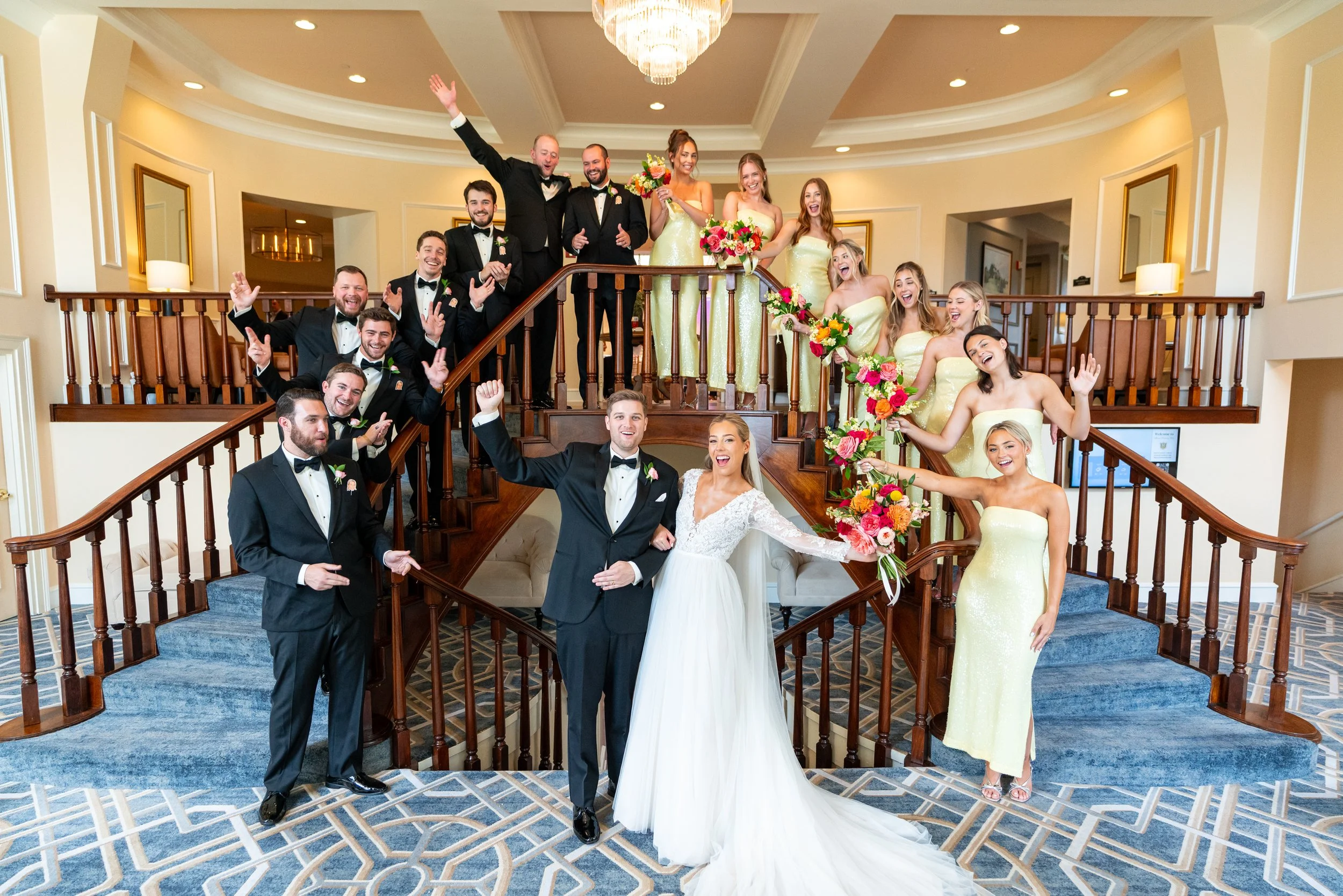 fun wedding at manor country club in rockville md and st Patricks catholic church