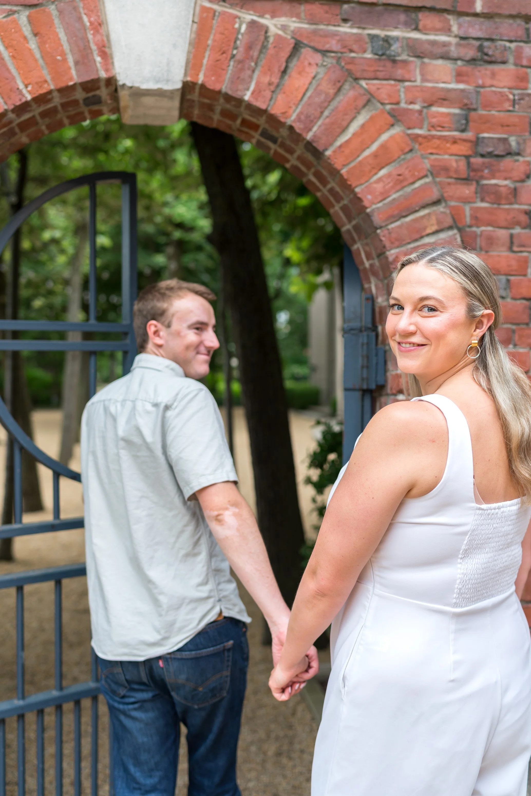 Meridian House brick gate courtyard engagement photos