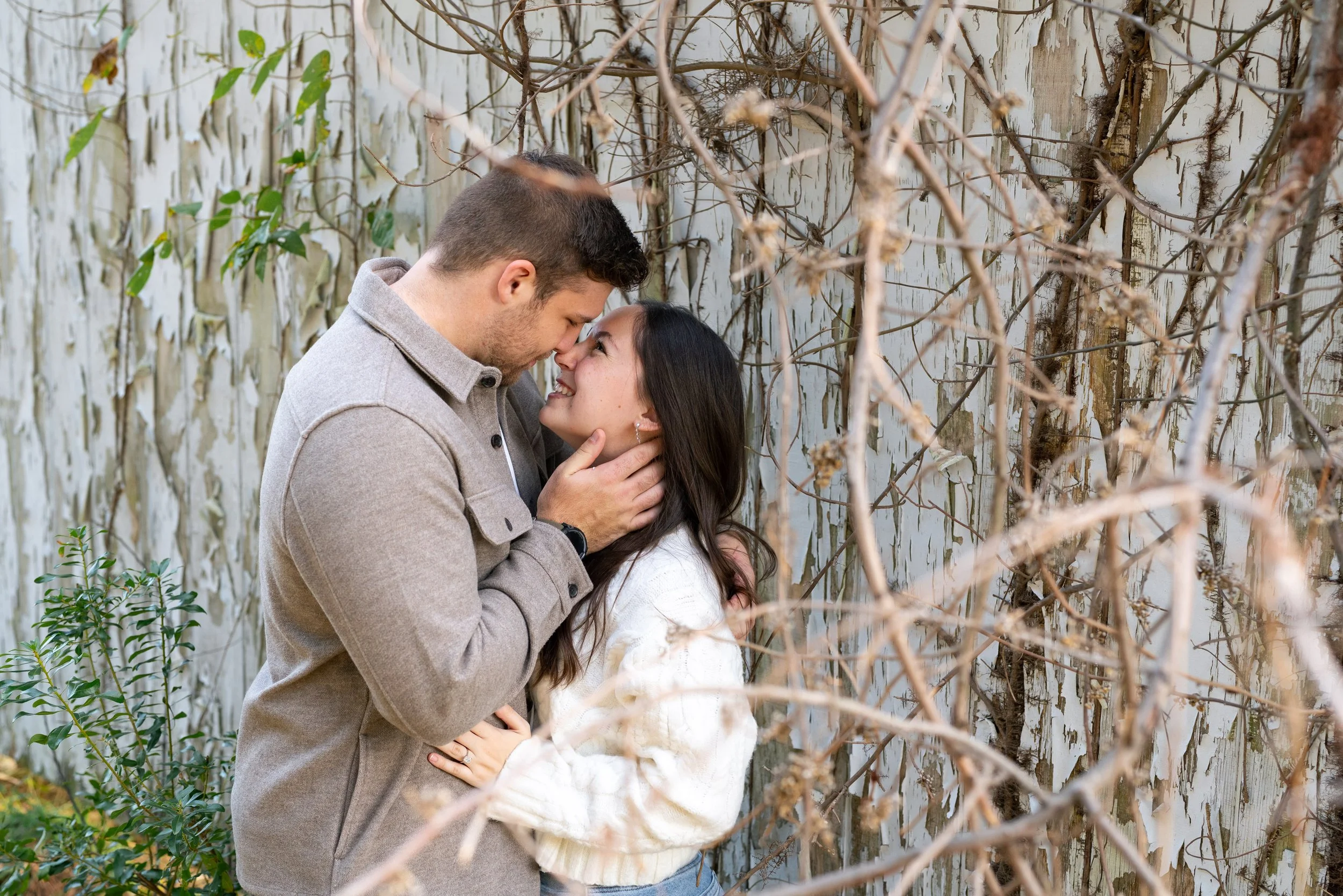 bride and groom engagement photos in maryland field