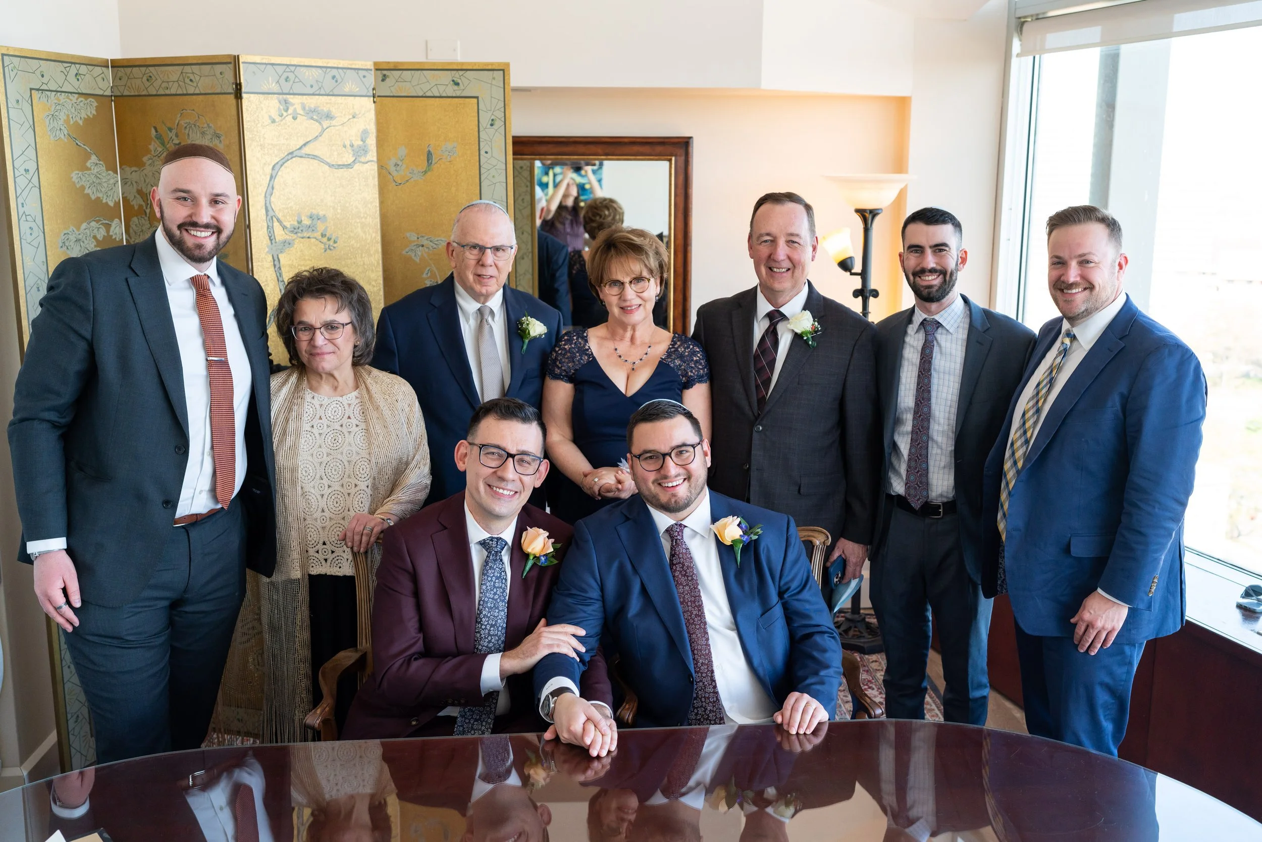 Ketubah signing gay jewish wedding photos at Washington DC Top of the Town