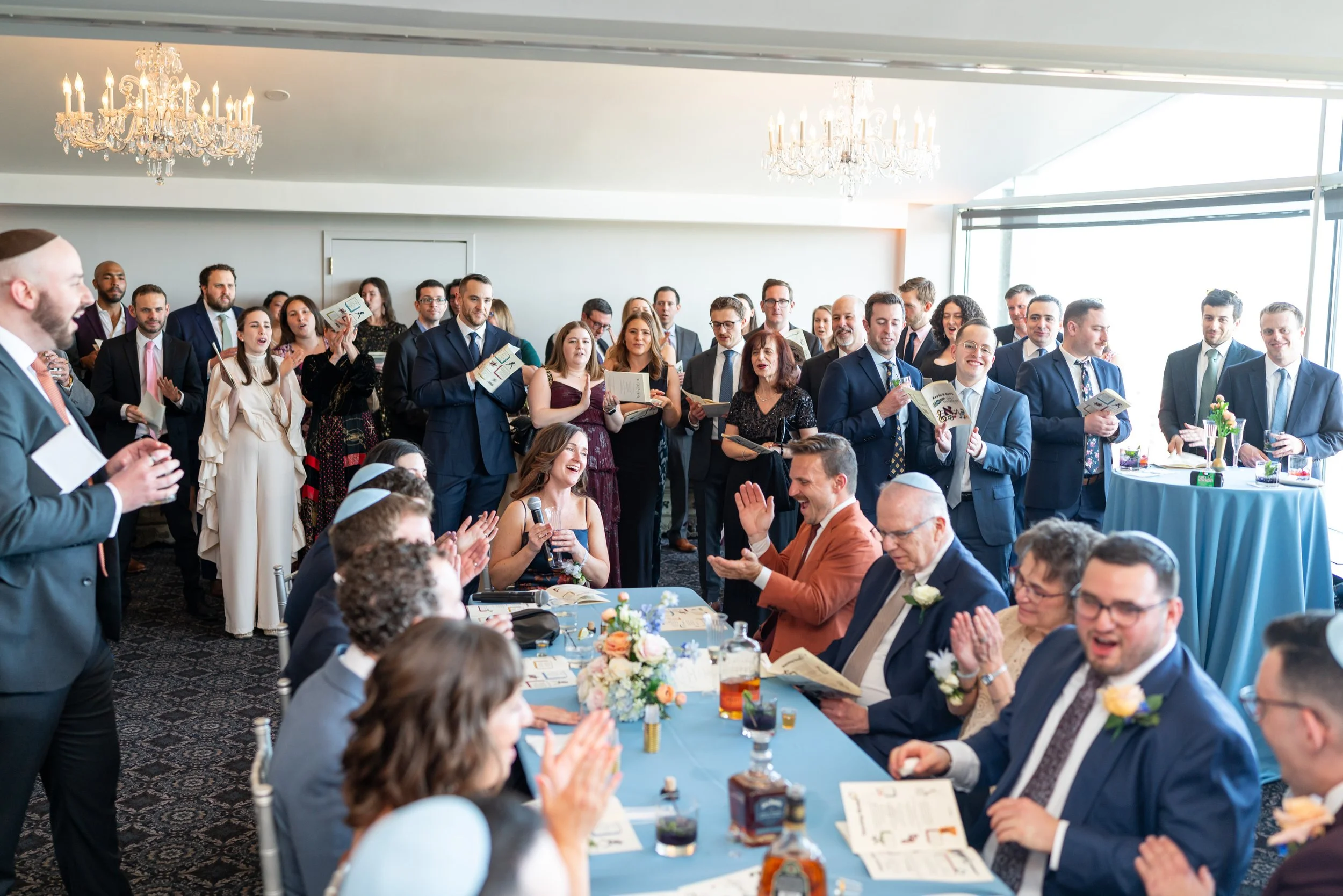 Tisch jewish wedding photos at Top of the Town at Washington DC wedding photographer