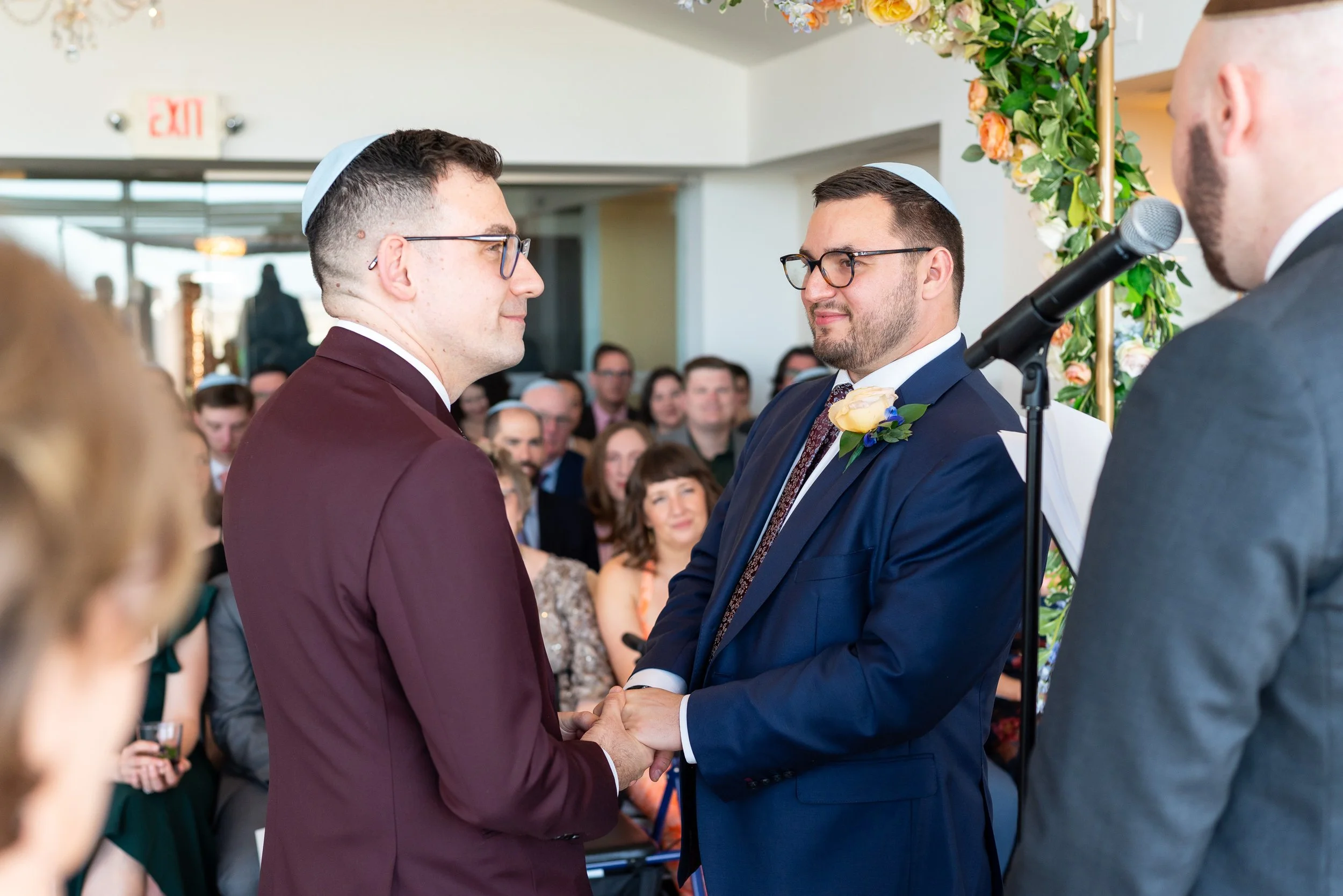 Gay Jewish wedding ceremony photos at Top of the Town Washington DC wedding photographer