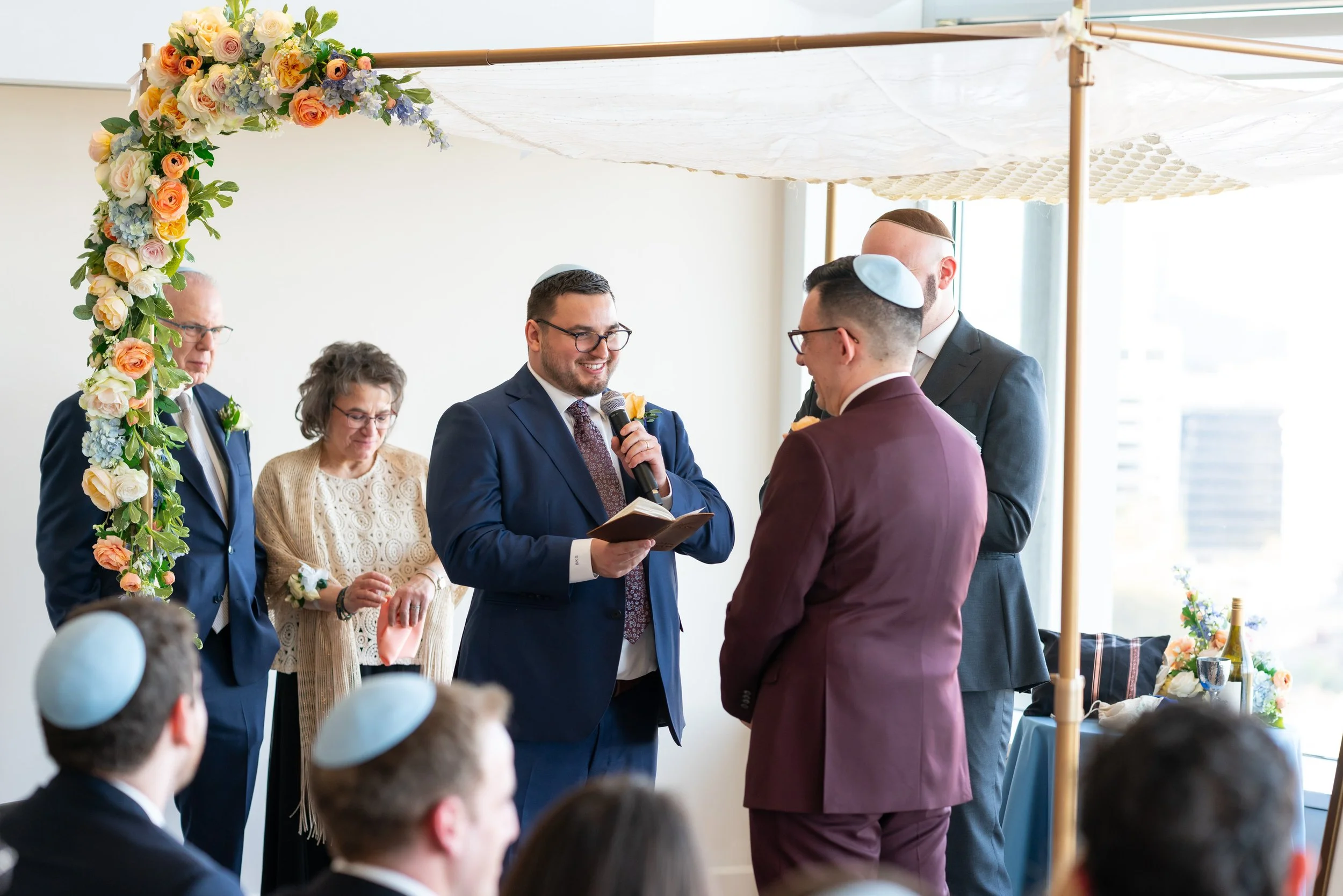 Gay Jewish wedding ceremony photos at Top of the Town Washington DC wedding photographer