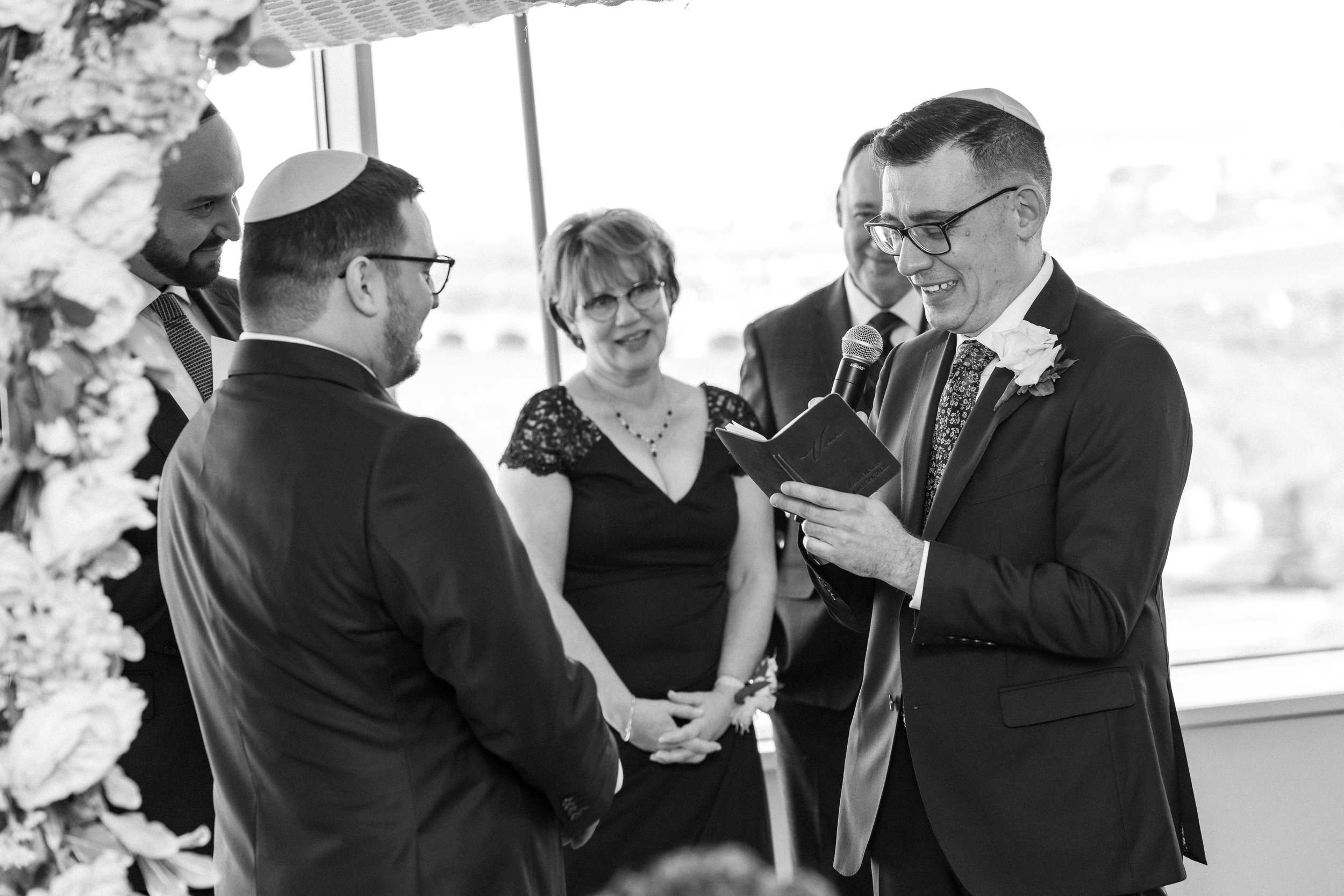 Gay Jewish wedding ceremony photos at Top of the Town Washington DC wedding photographer