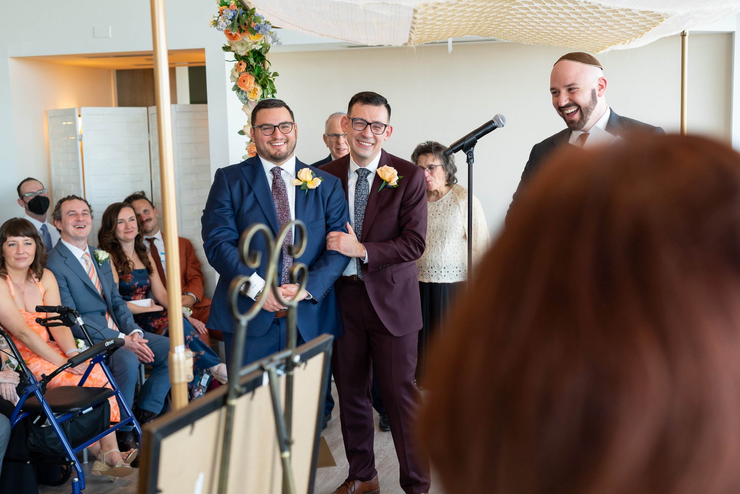 Gay Jewish wedding ceremony photos at Top of the Town Washington DC wedding photographer