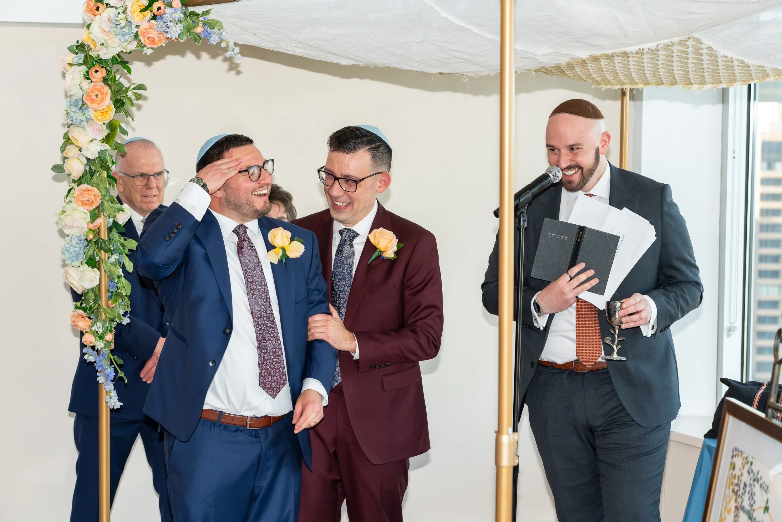 Gay Jewish wedding ceremony photos at Top of the Town Washington DC wedding photographer