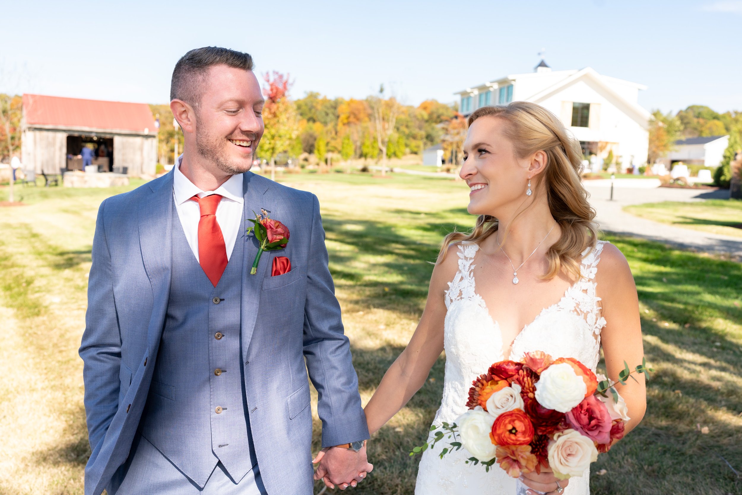 Bride and groom wedding photos candid and colorful and fun at Hilltop Farm