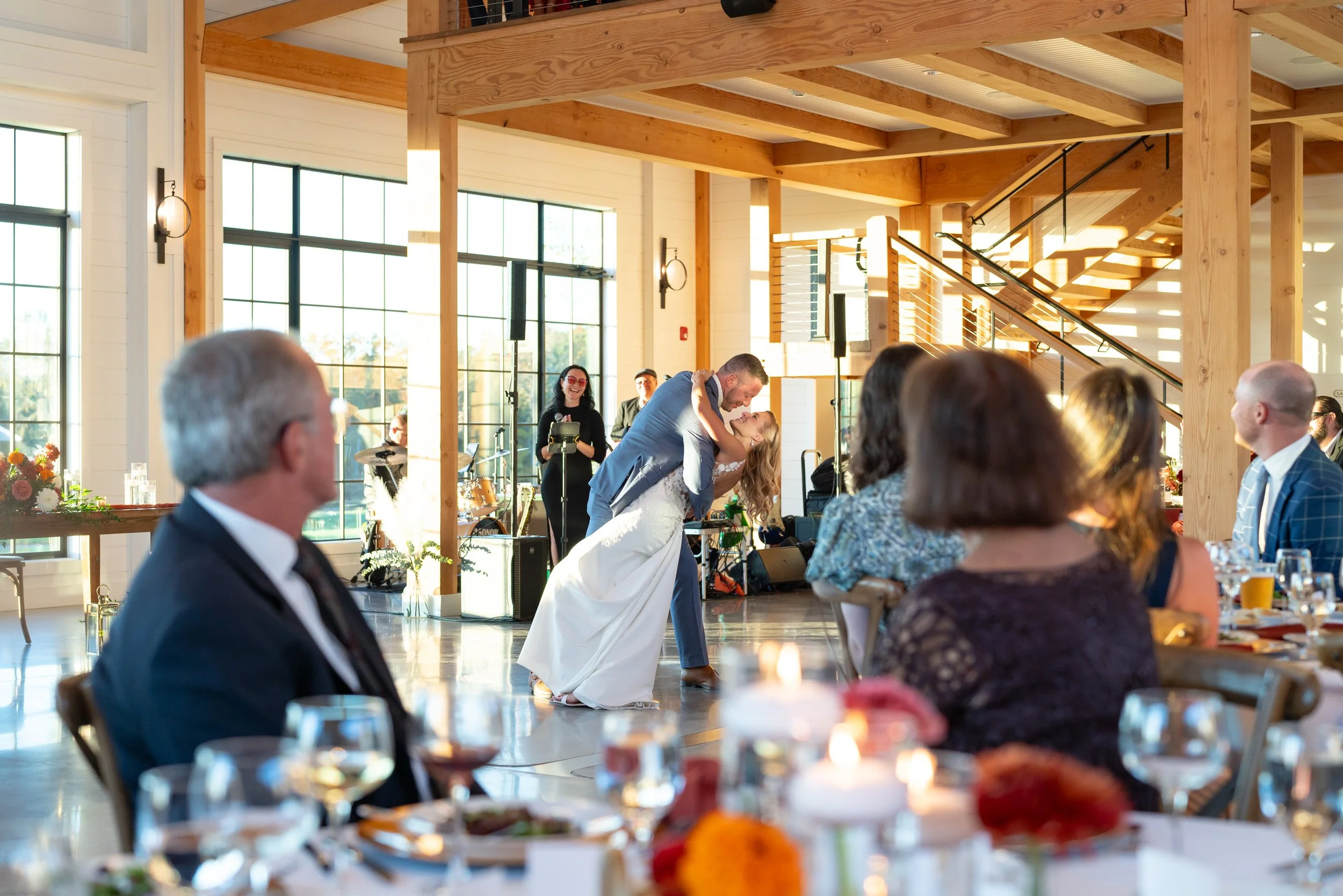 Beautiful romantic colorful wedding photograph of the first dance at Hilltop Farm