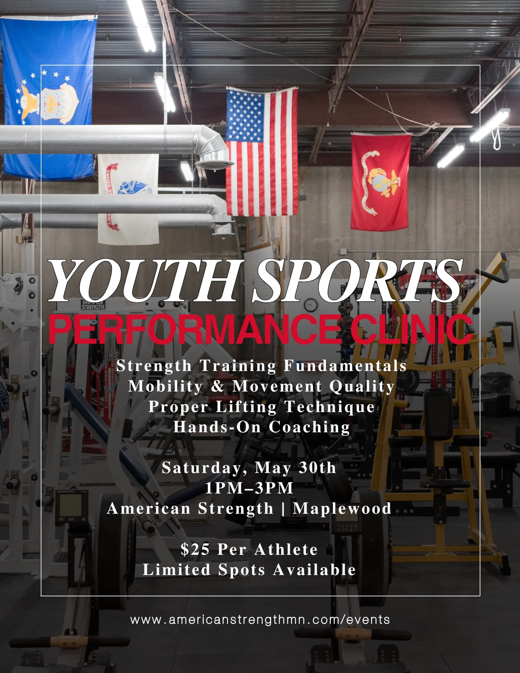 We&rsquo;re opening up a Youth Sports Strength &amp; Performance Clinic at American Strength this summer.

This clinic is built for high school and college athletes who want to better understand how to train&mdash;not just go through the motions.

In