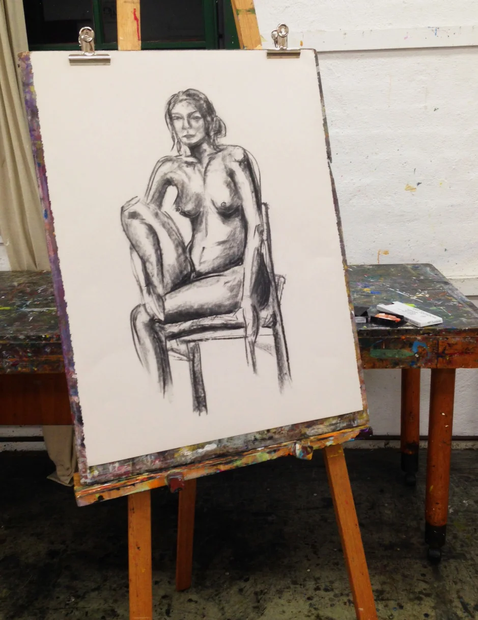  Inspired by my life drawing art classes - nurturing and developing free line and bold expression. Charcoal on textured stonehenge paper. 
