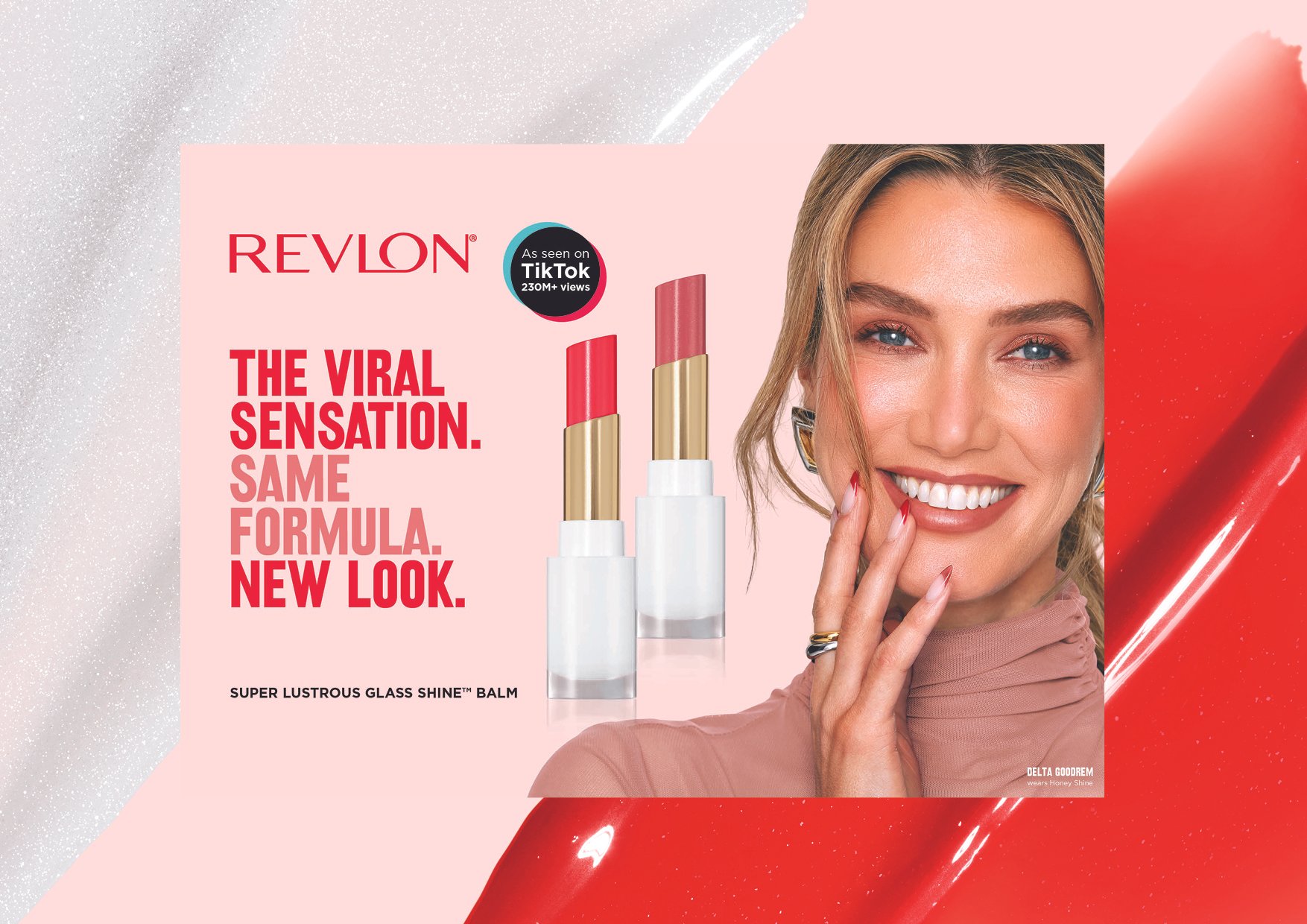 🤍✨ The viral sensation is back! Presenting Revlon’s latest Super Lustrous Glass Shine campaign creative. Same formula. New look. Print advertising, point of sale and merchandising design, PR and digital creative @evakossoffdesigns 