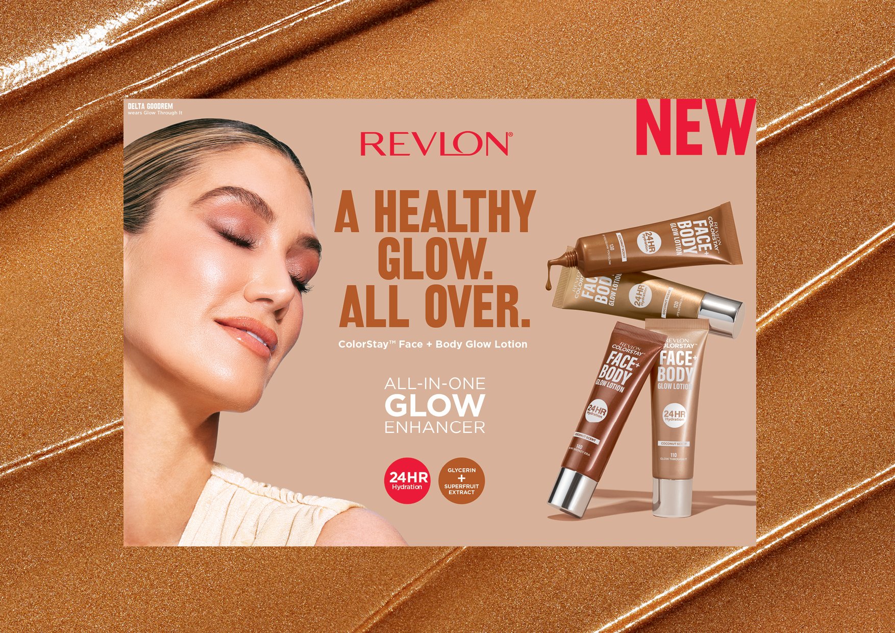  Ready. Set. Glow! ☀️✨🥥 Our latest Revlon campaign creative launch for ColorStay Face + Body Glow Lotion is LIVE! Print advertising, point of sale and merchandising design, PR and digital creative @evakossoffdesigns xo  
