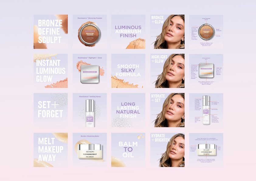  ☀️ More summer glow! Our newest Revlon Illuminance Bronzing Powders, Highlighters and Setting Sprays launch campaign is live. Bring a lit-from-within glow. Creative&nbsp; @evakossoffdesigns &nbsp;xo Print, POS and merchandising design, PR and digita