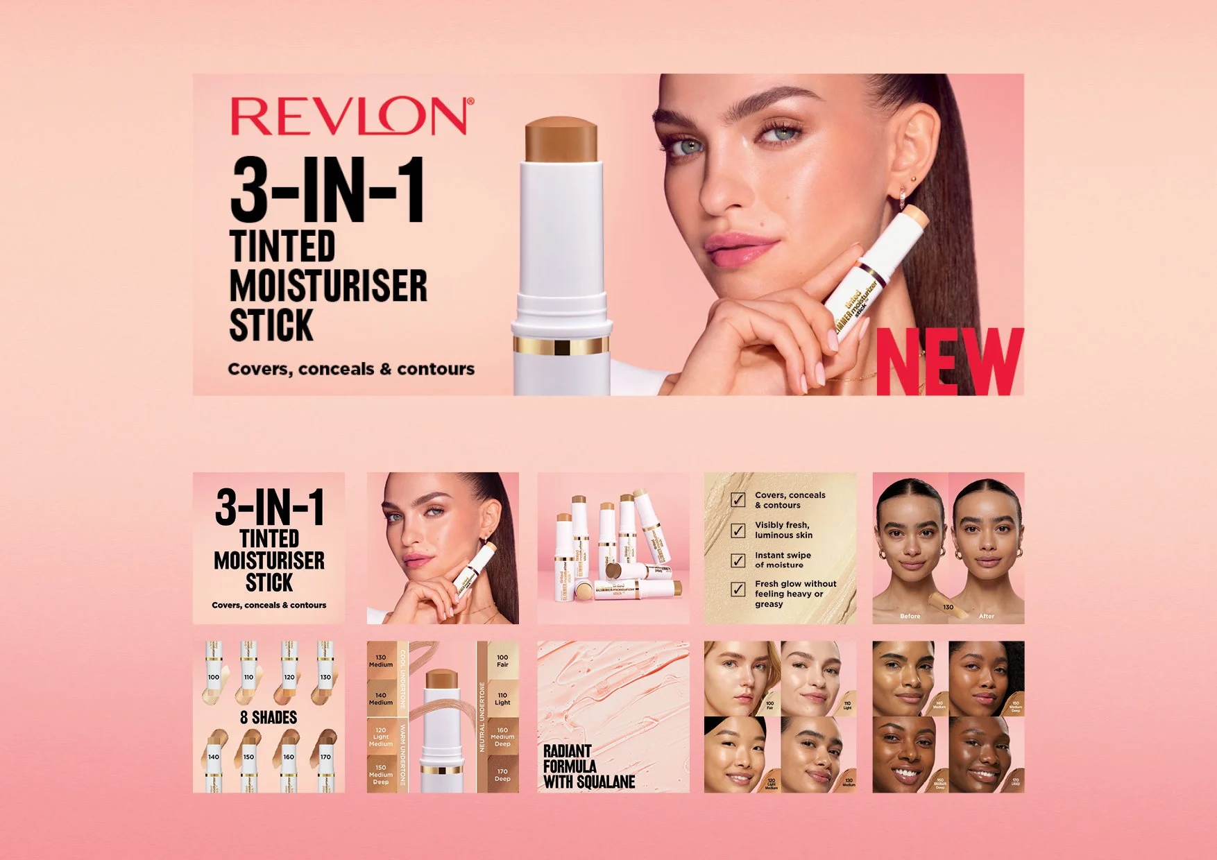  ✨ Glimmer &amp; Glow this Summer. Introducing Revlon's NEW Glimmer Tinted Moisturiser Stick creative campaign. Print advertising, point of sale and merchandising design and digital creative&nbsp; @evakossoffdesigns &nbsp;xo 